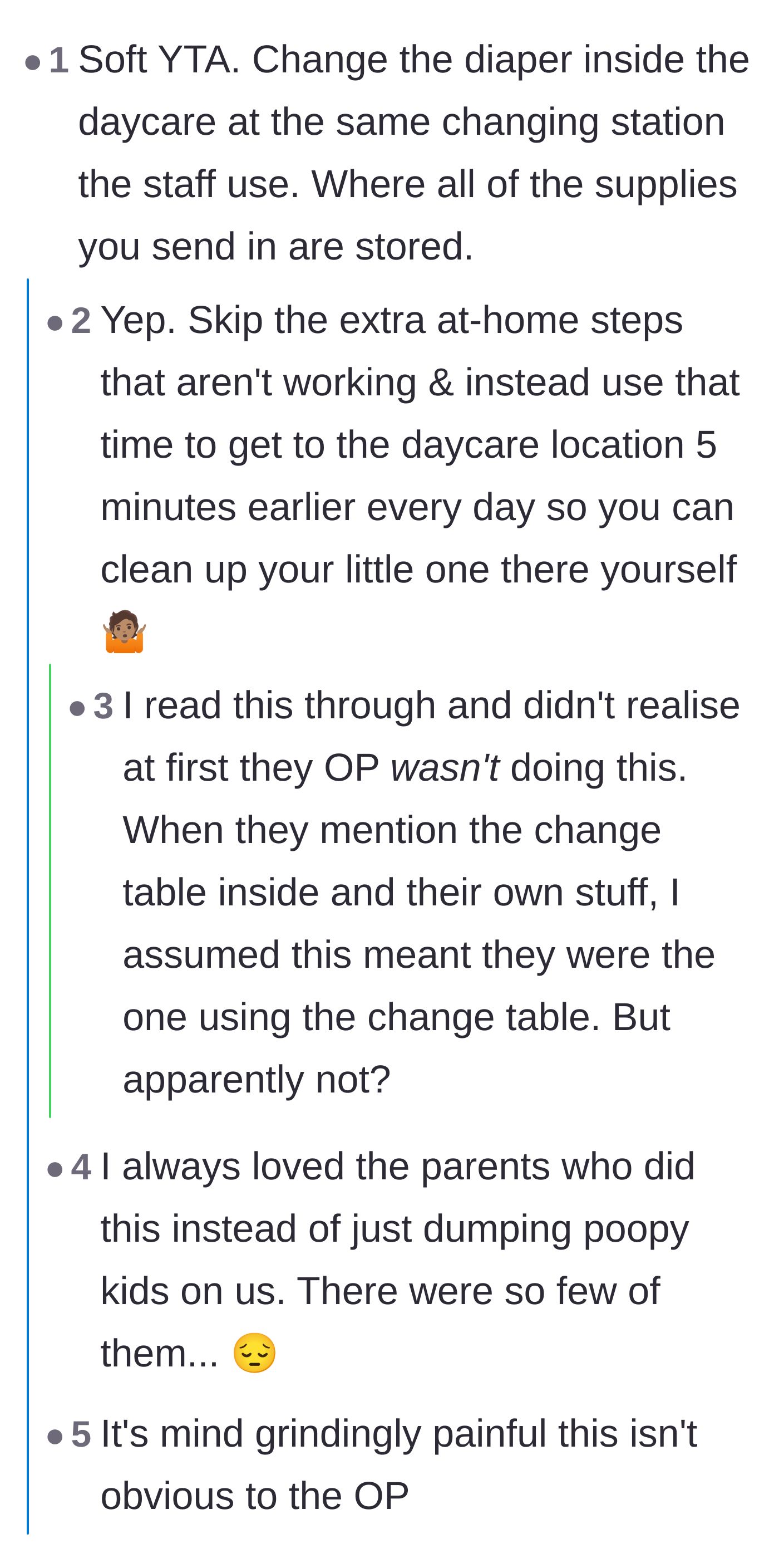 Comment thread 3 - Readers realizing the mom is dumping the soiled baby and immediately running off.