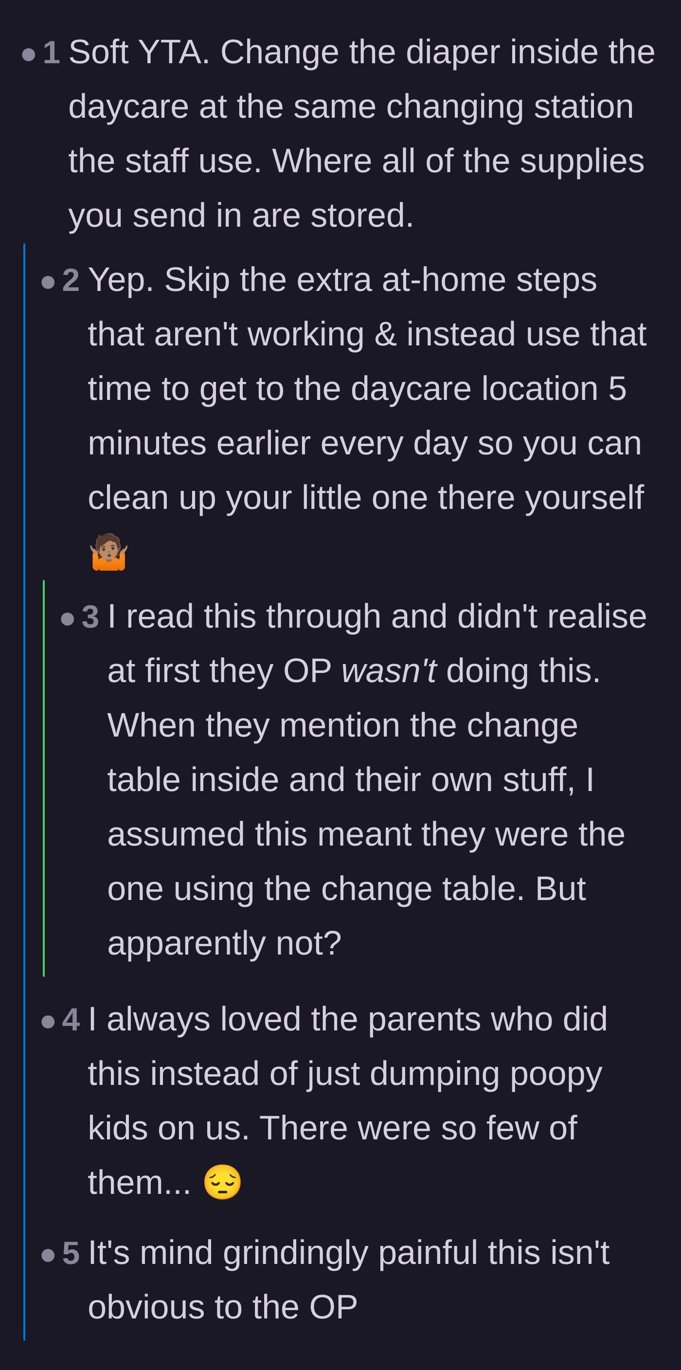 Comment thread 3 - Readers realizing the mom is dumping the soiled baby and immediately running off.