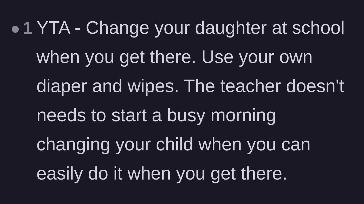 Comment thread 6 - A blunt verdict telling the mom she needs to change her own daughter at the school.