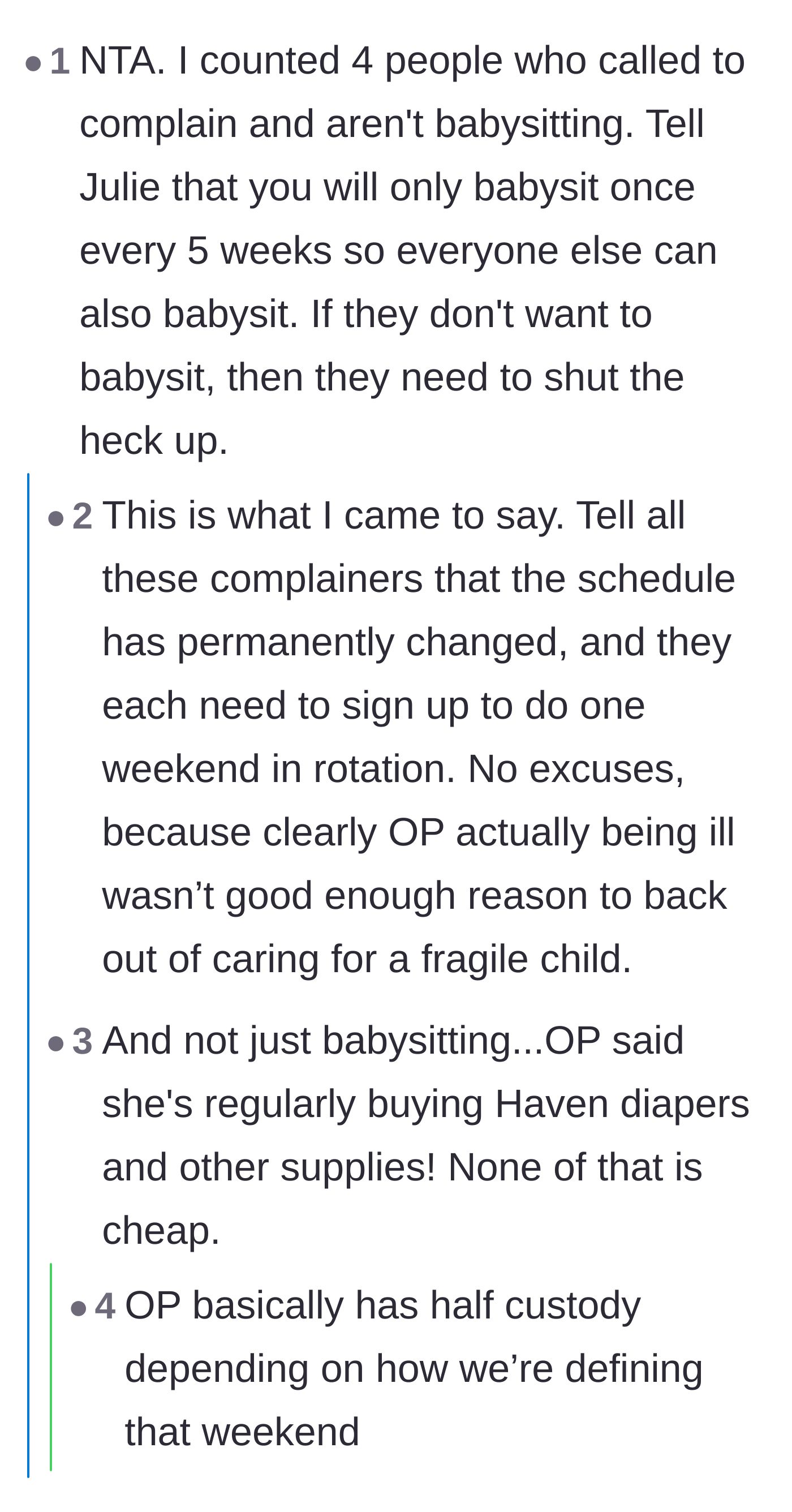 Comment thread 3 - Calling out the hypocrisy of the four family members complaining without offering to help