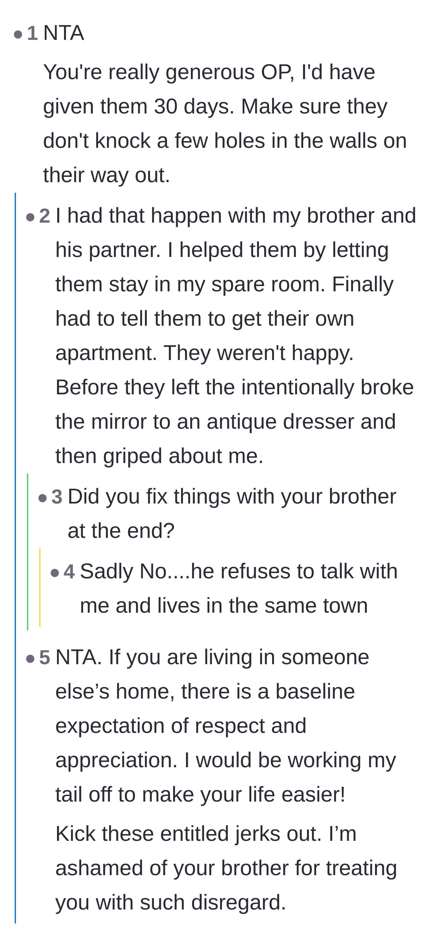 Comment thread 3 - Users warning OP to watch out for property damage and criticizing the generous two-month notice.