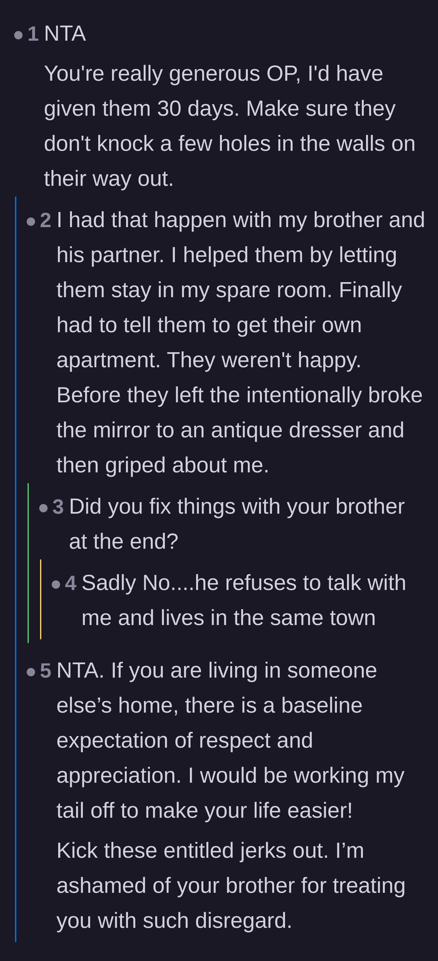 Comment thread 3 - Users warning OP to watch out for property damage and criticizing the generous two-month notice.