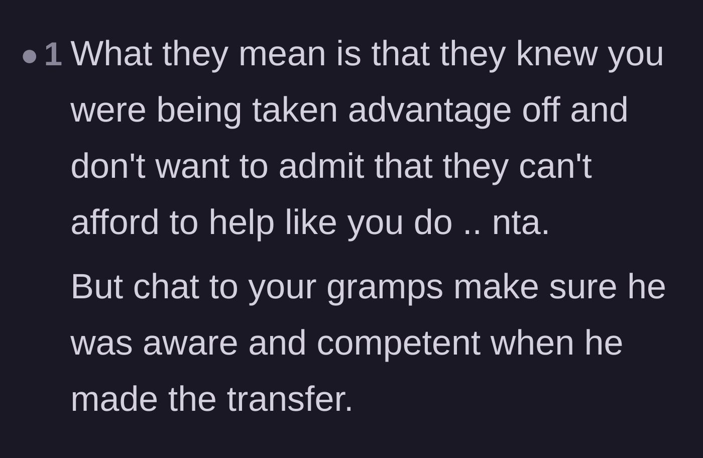 Comment thread 5 - A user explains that the extended family is only criticizing the author because they know they are financially useless themselves.