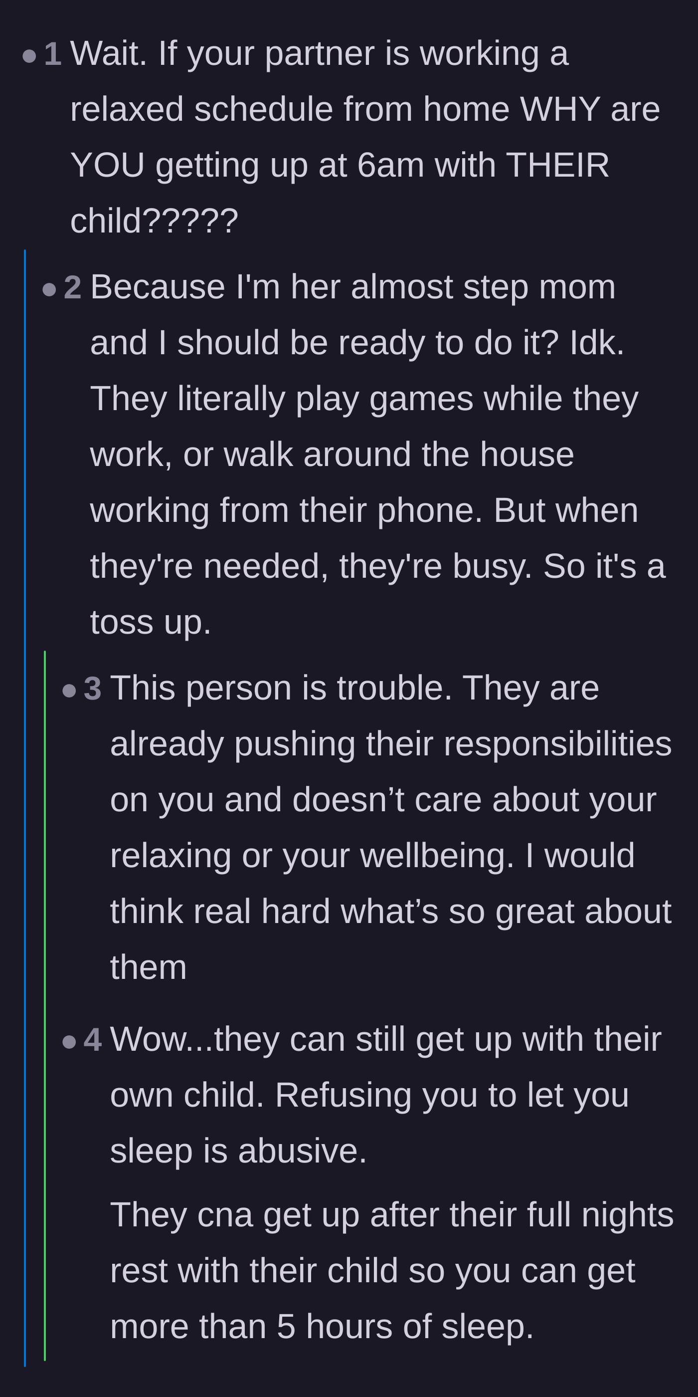 Comment thread 3 - Discussion about the impossible expectations placed on step-parents and the partner's refusal to step up.