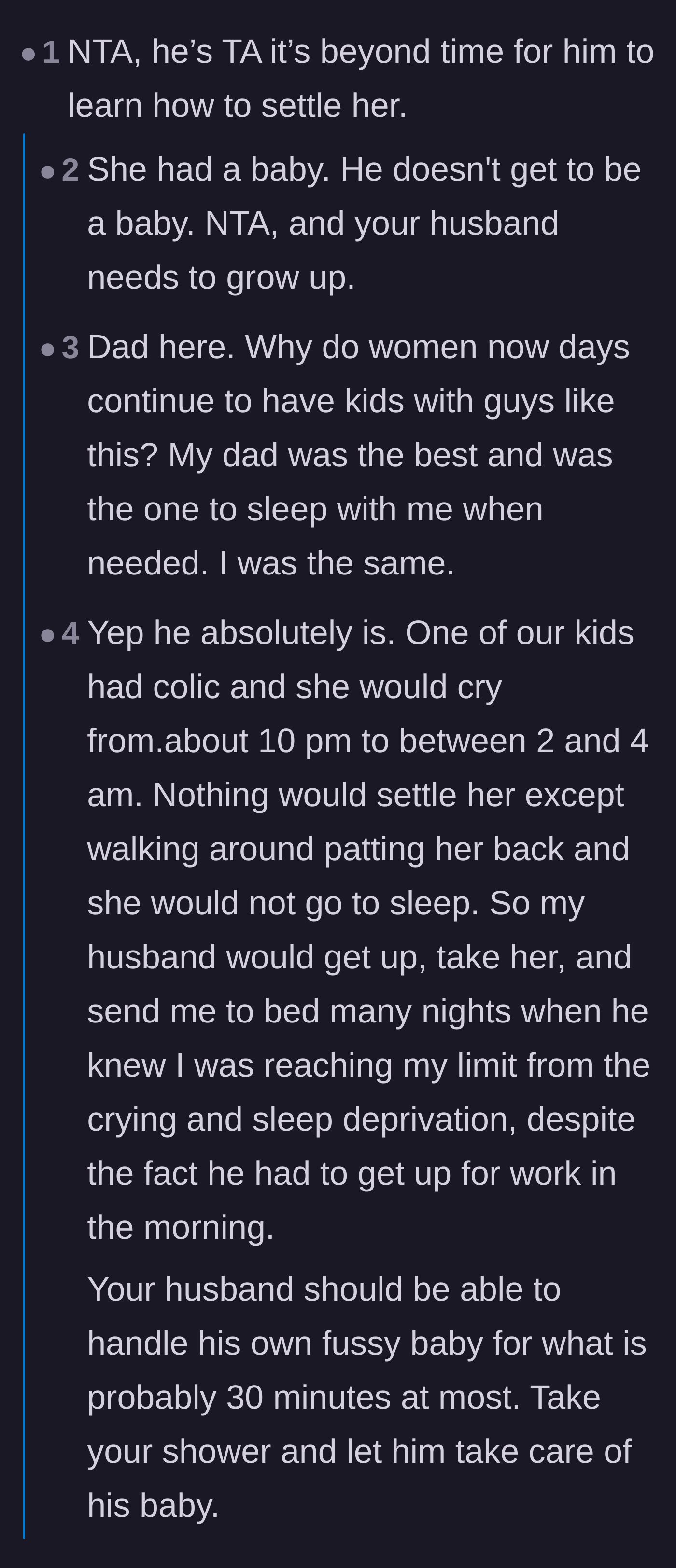 Comment thread 3 - A debate on how some men hide their lack of support until the baby arrives, and the problem with calling parenting 'helping.'