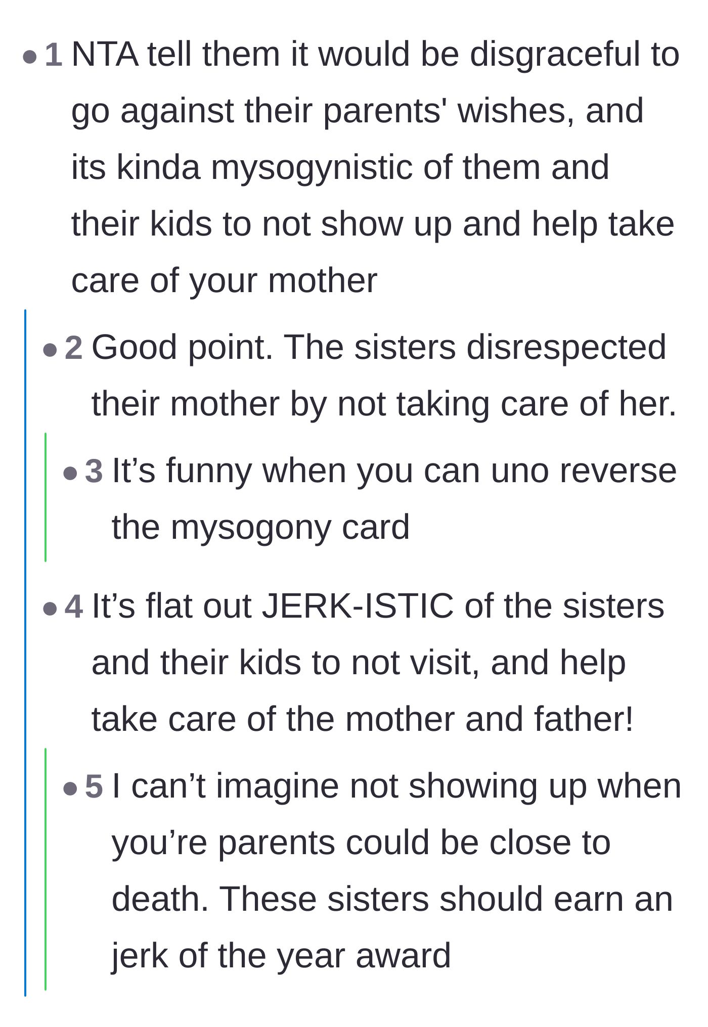 Comment thread 4 - Commenters turning the sisters' accusations around and calling out their absentee behavior.