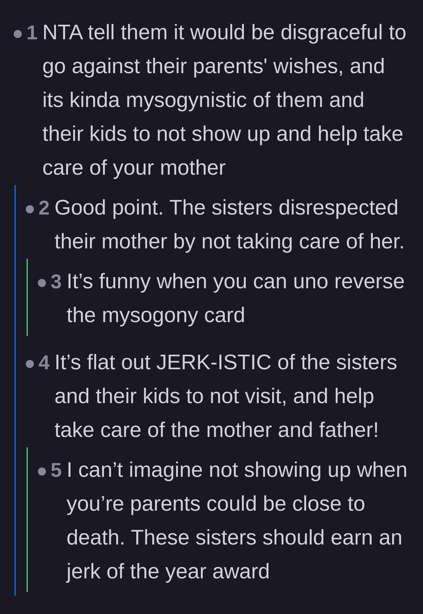 Comment thread 4 - Commenters turning the sisters' accusations around and calling out their absentee behavior.