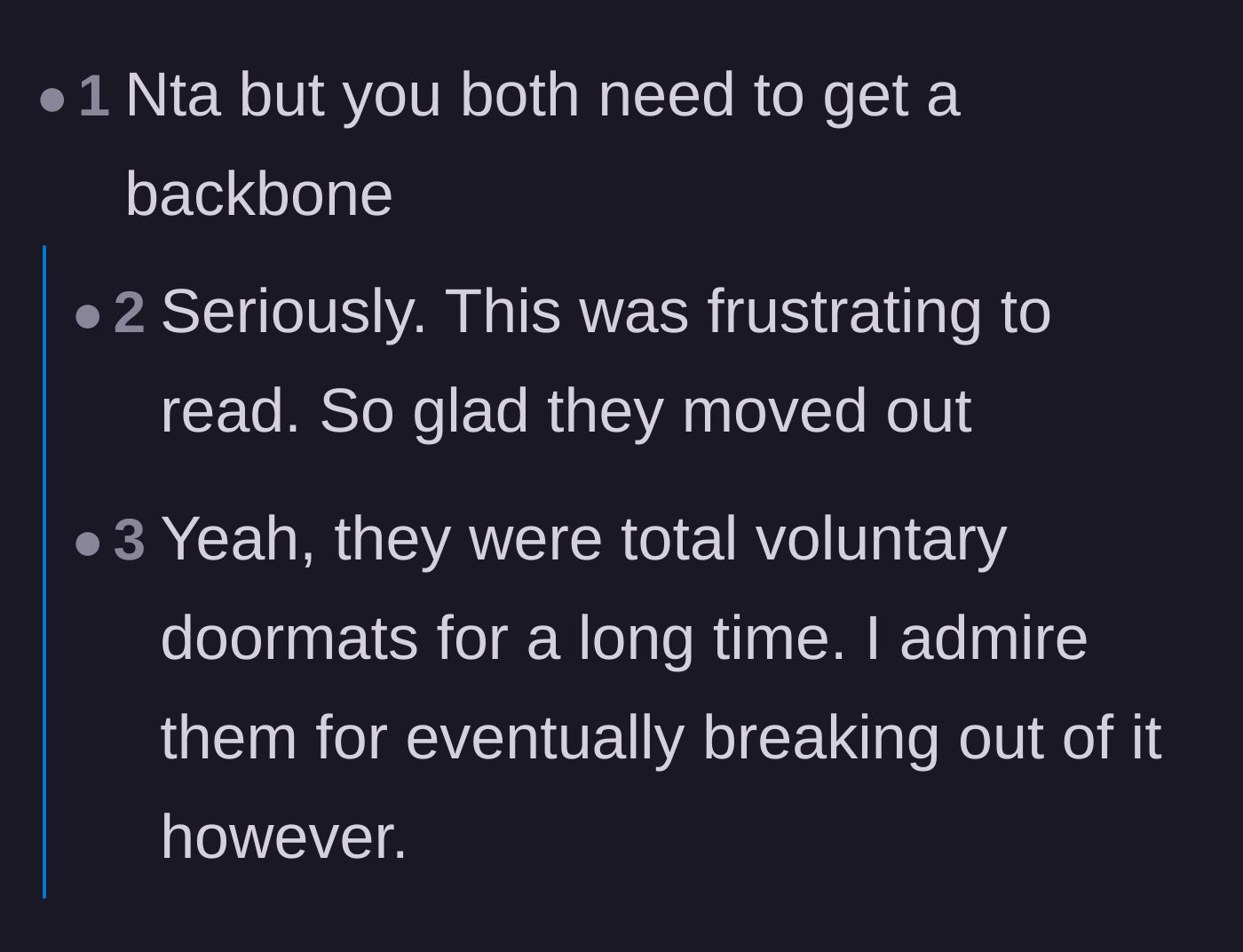 Comment thread 1 - Readers expressing frustration at the couple's lack of boundaries before their escape.