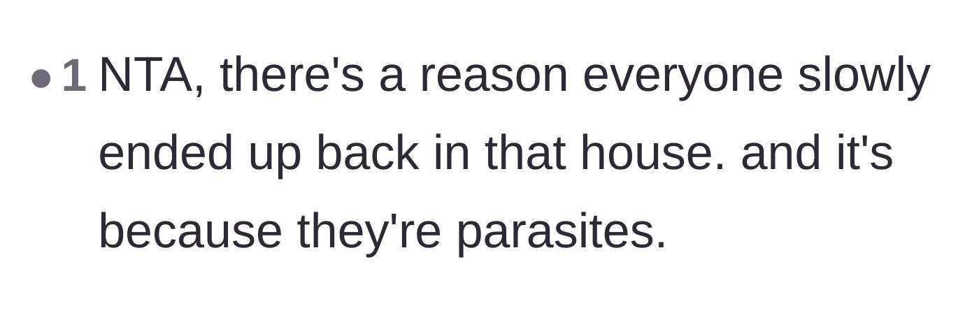 Comment thread 6 - Analysis of why all the failing adult children gravitated back to the subsidized house.