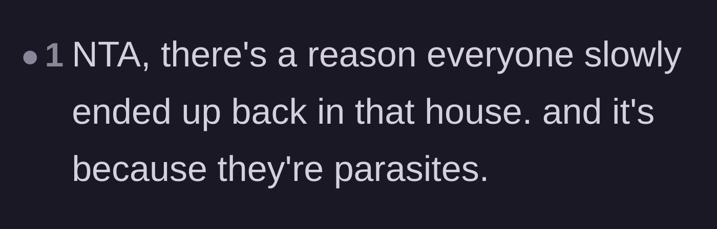 Comment thread 6 - Analysis of why all the failing adult children gravitated back to the subsidized house.