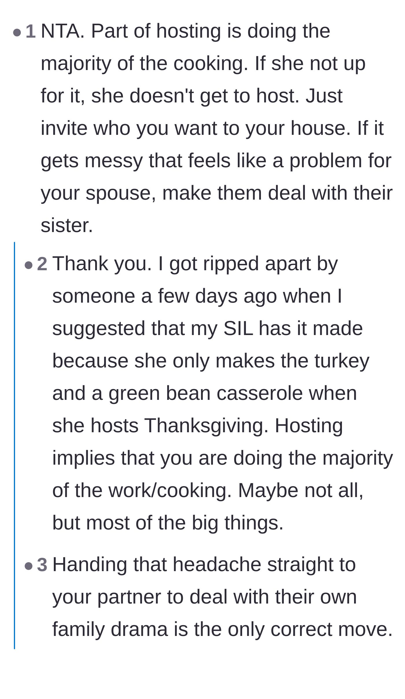 Comment thread 4 - A heated debate erupts over how much cooking a real Thanksgiving host is actually responsible for