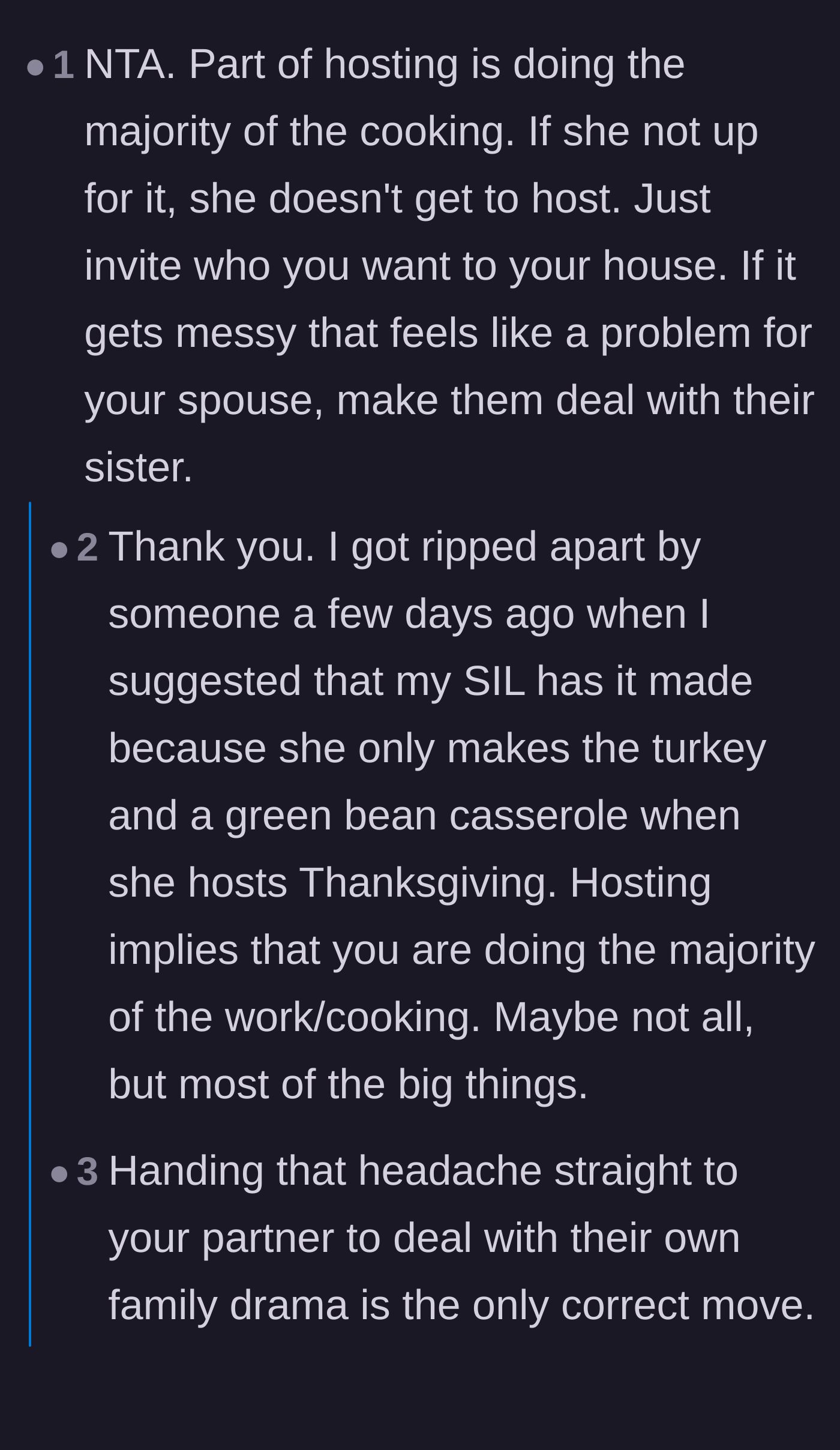 Comment thread 4 - A heated debate erupts over how much cooking a real Thanksgiving host is actually responsible for