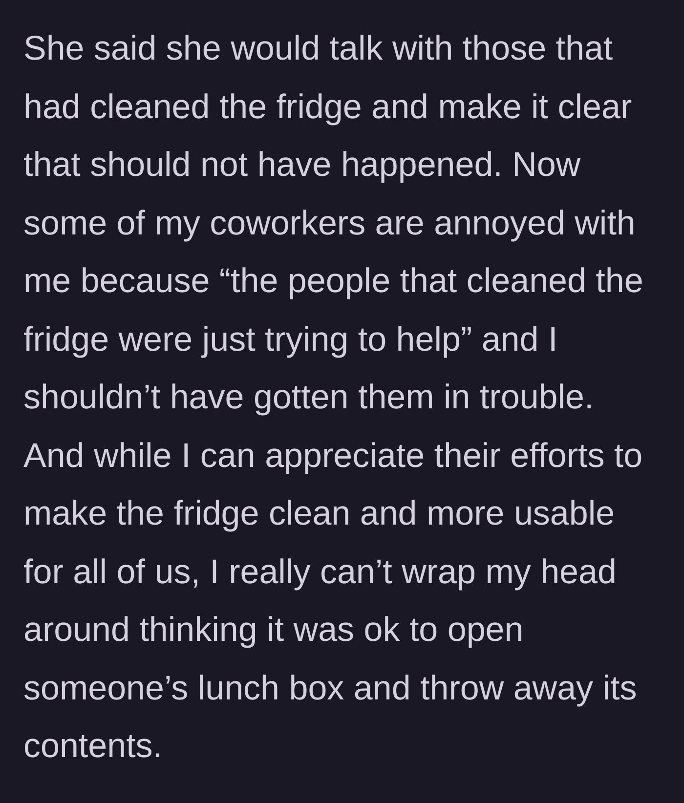 Story part 5 - The manager reprimands the cleaners, causing coworkers to defend the cleaners' helpful intentions.