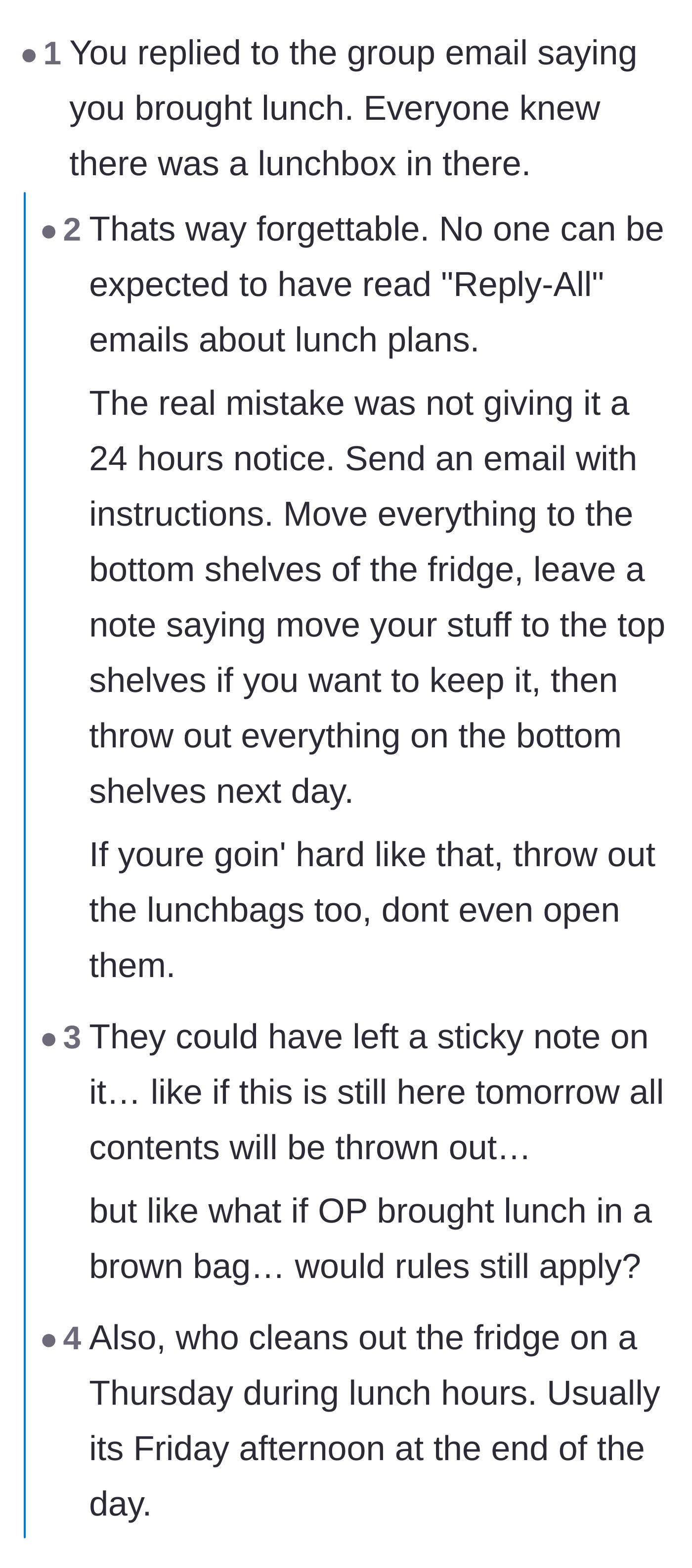 Comment thread 1 - Debating the lack of a 24-hour notice and why digging through a closed bag is a separate, worse issue