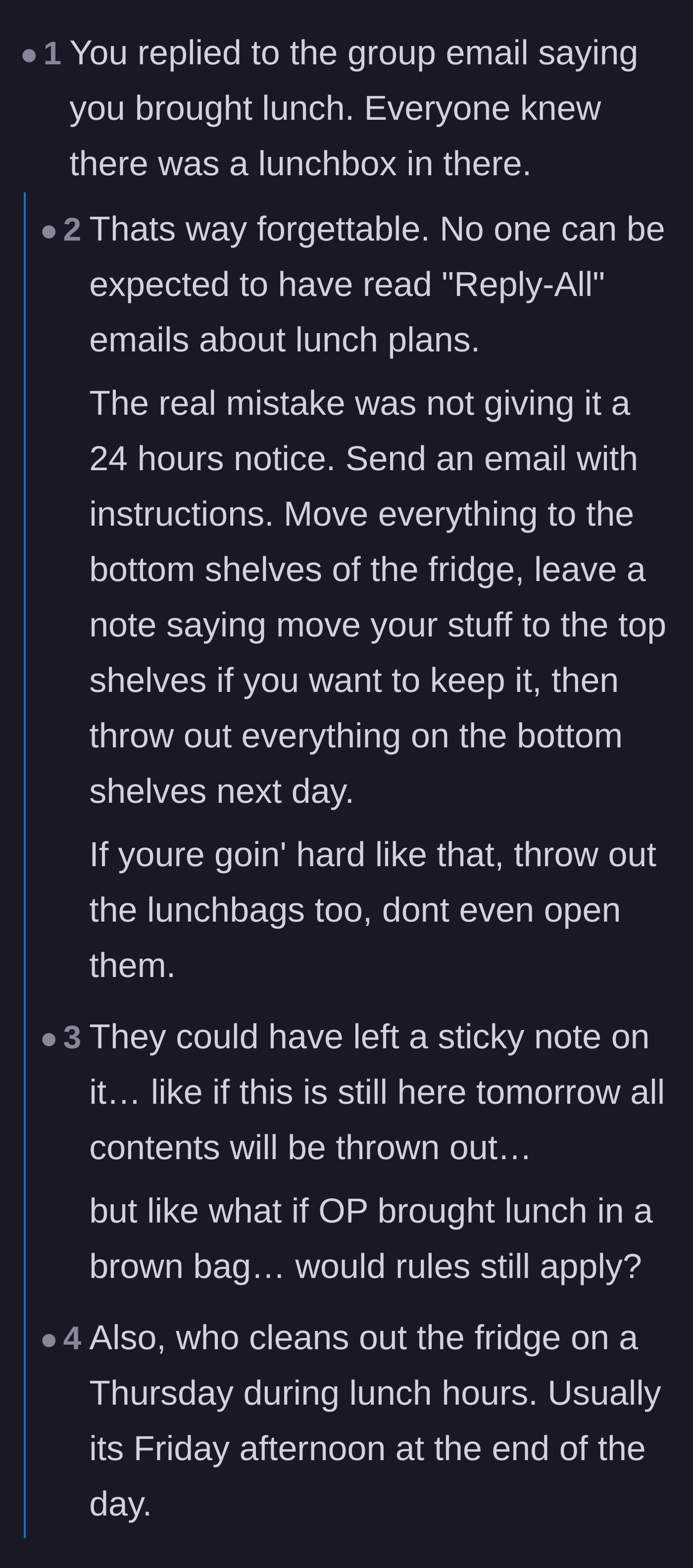 Comment thread 1 - Debating the lack of a 24-hour notice and why digging through a closed bag is a separate, worse issue