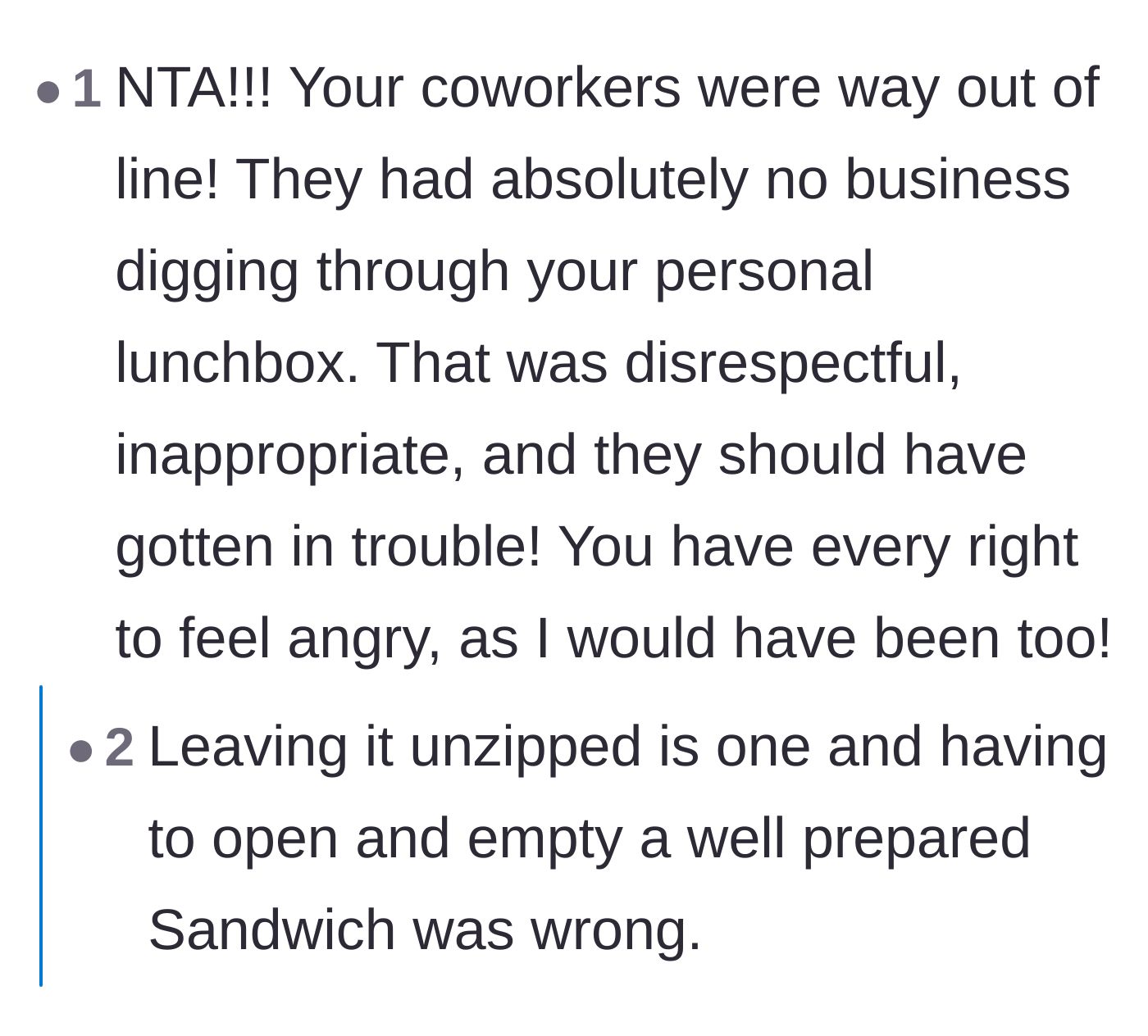 Comment thread 3 - Expressing outrage over the audacity of opening the bag, emptying it, and putting it back