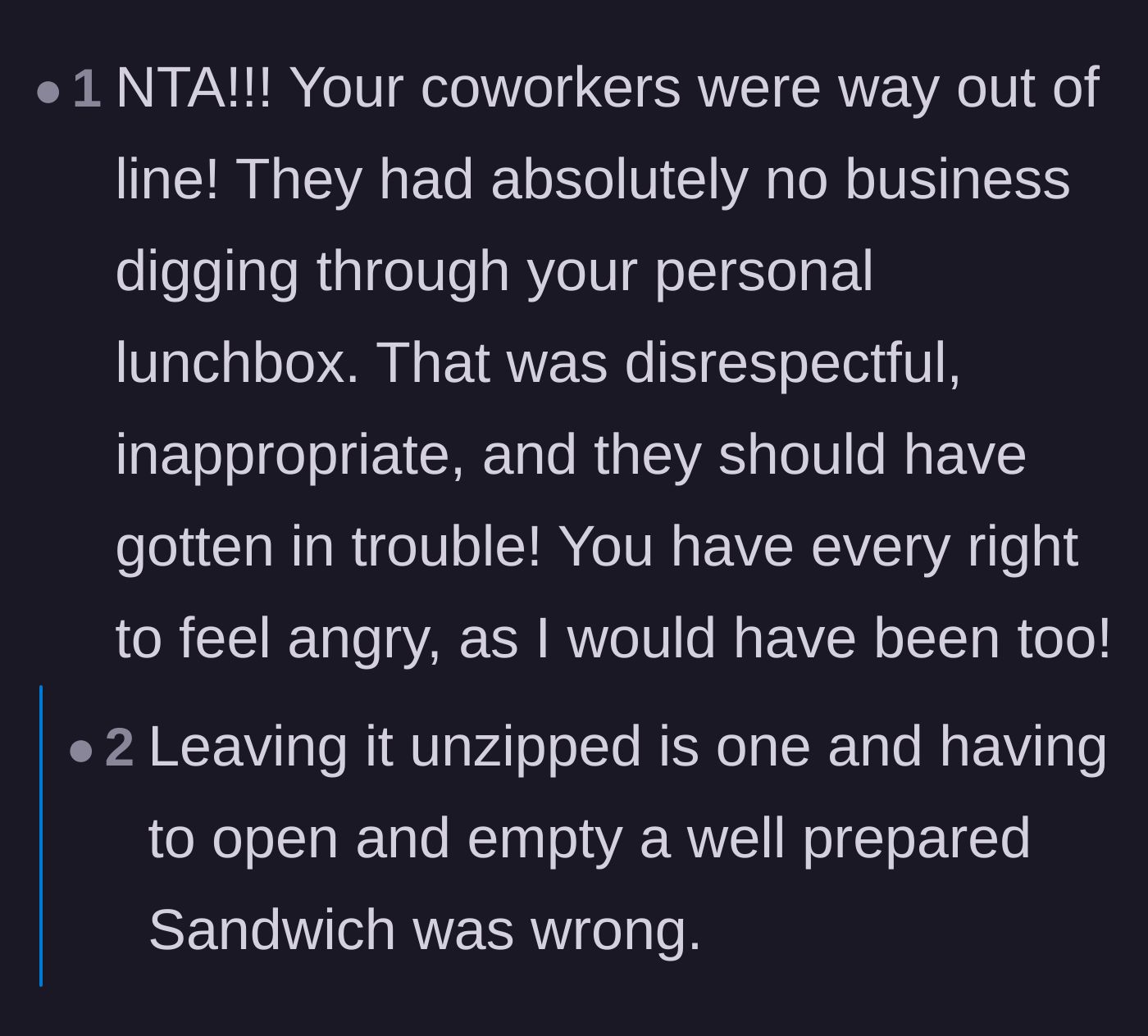 Comment thread 3 - Expressing outrage over the audacity of opening the bag, emptying it, and putting it back