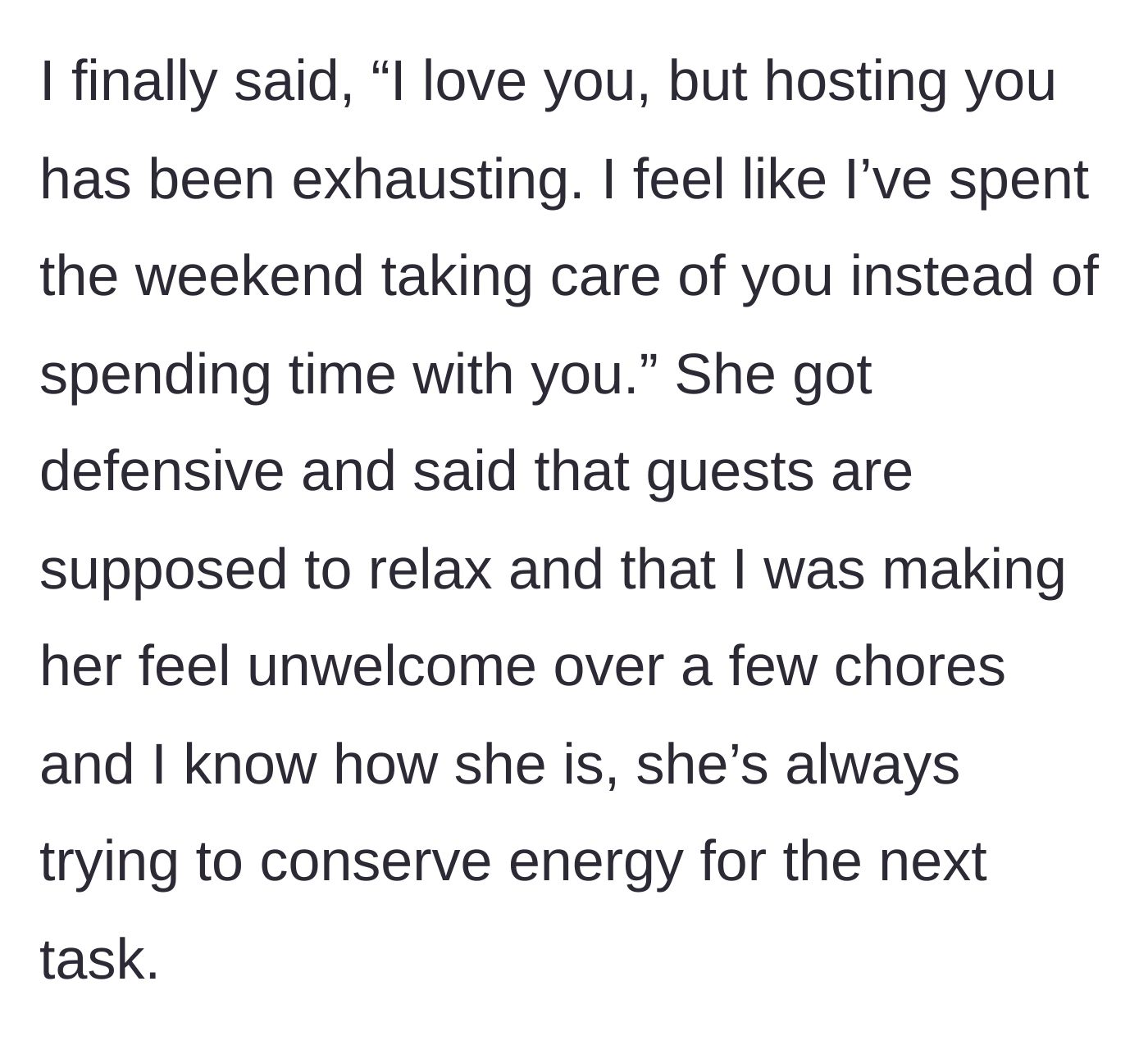 Story part 5 - Hostess calmly setting boundaries and the guest acting like the victim.
