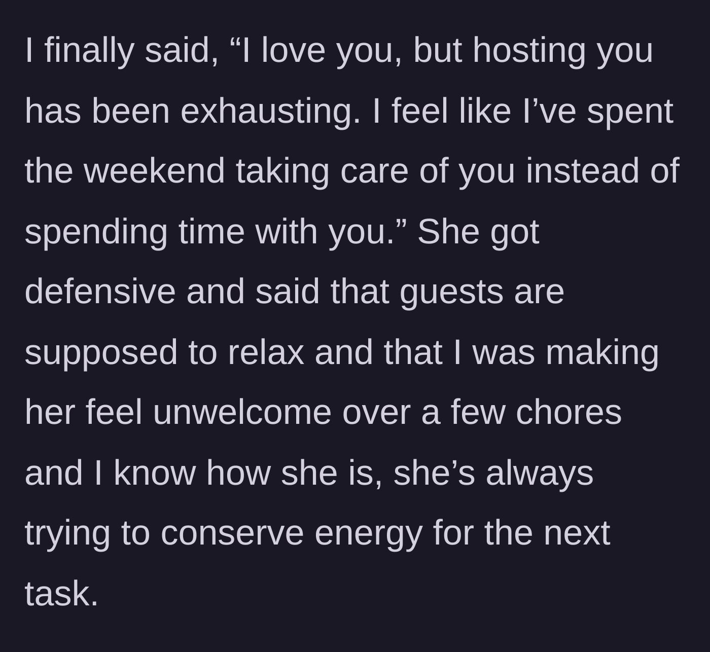 Story part 5 - Hostess calmly setting boundaries and the guest acting like the victim.