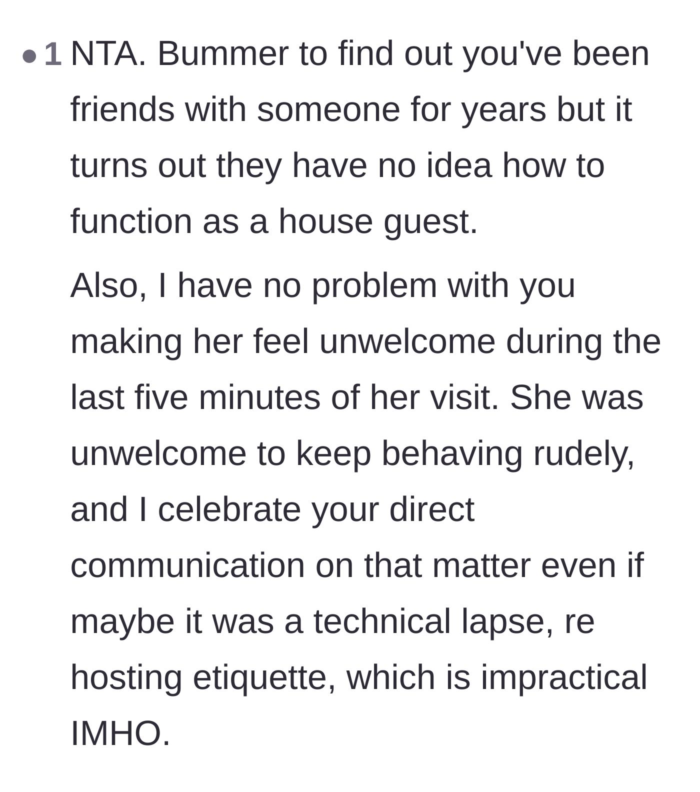 Comment thread 2 - Cheering on the host for directly calling out the bad behavior before the flight
