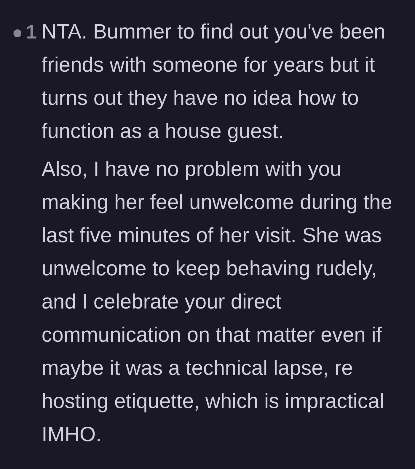 Comment thread 2 - Cheering on the host for directly calling out the bad behavior before the flight