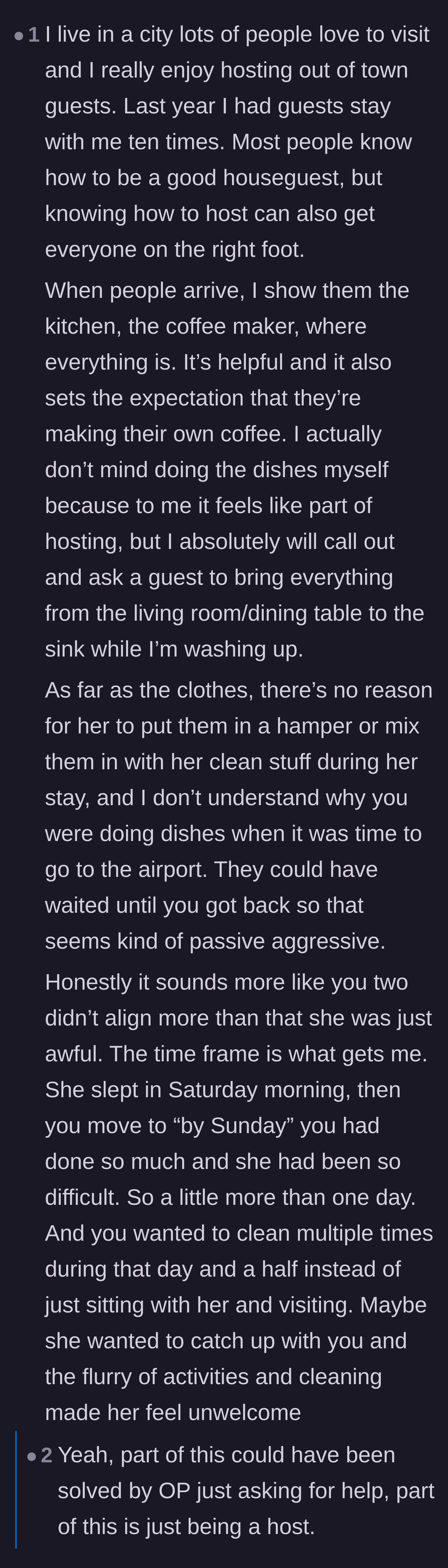 Comment thread 3 - A veteran host suggesting it was a mismatch of expectations and communication