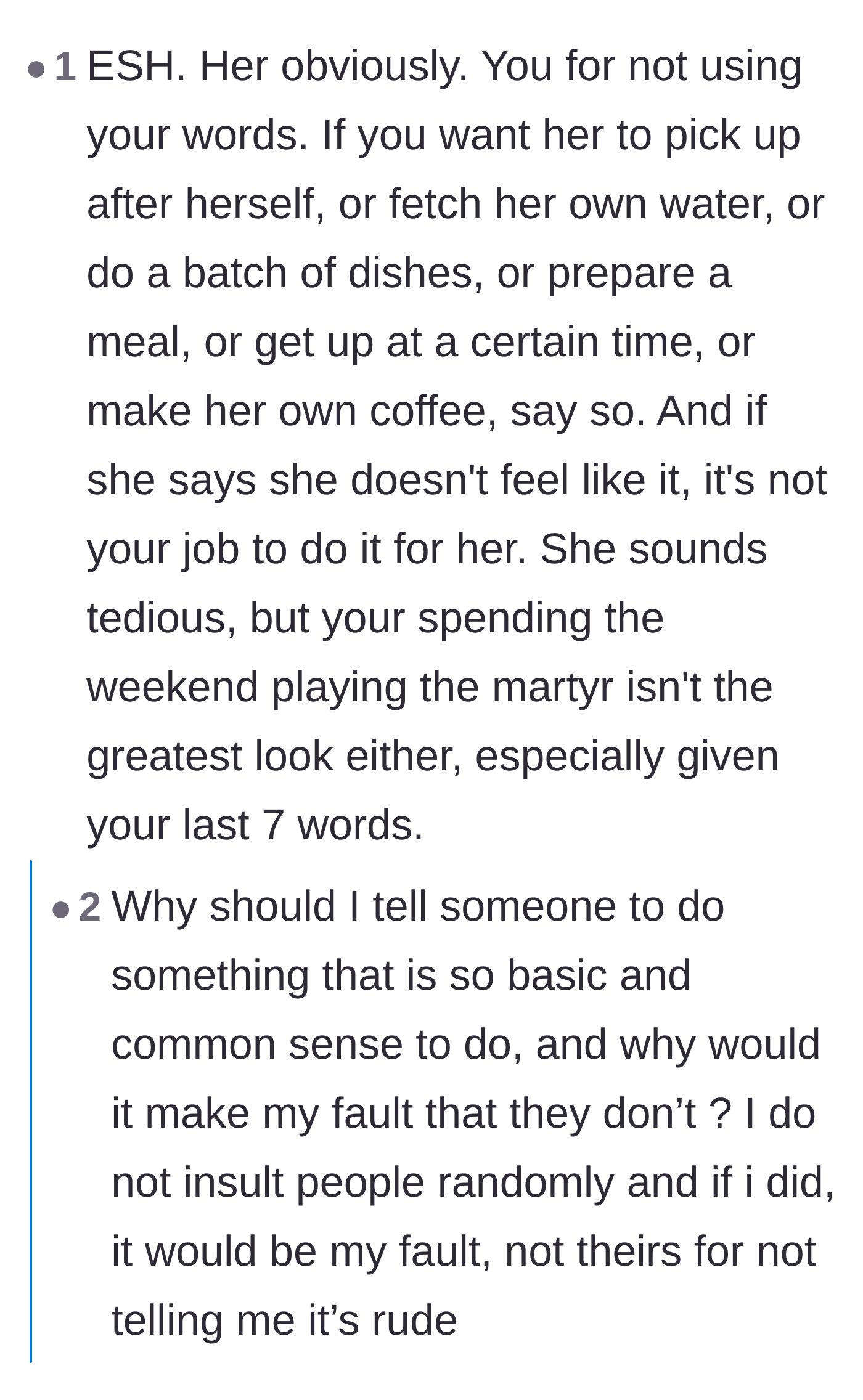 Comment thread 4 - Calling out the host for playing the martyr instead of speaking up sooner
