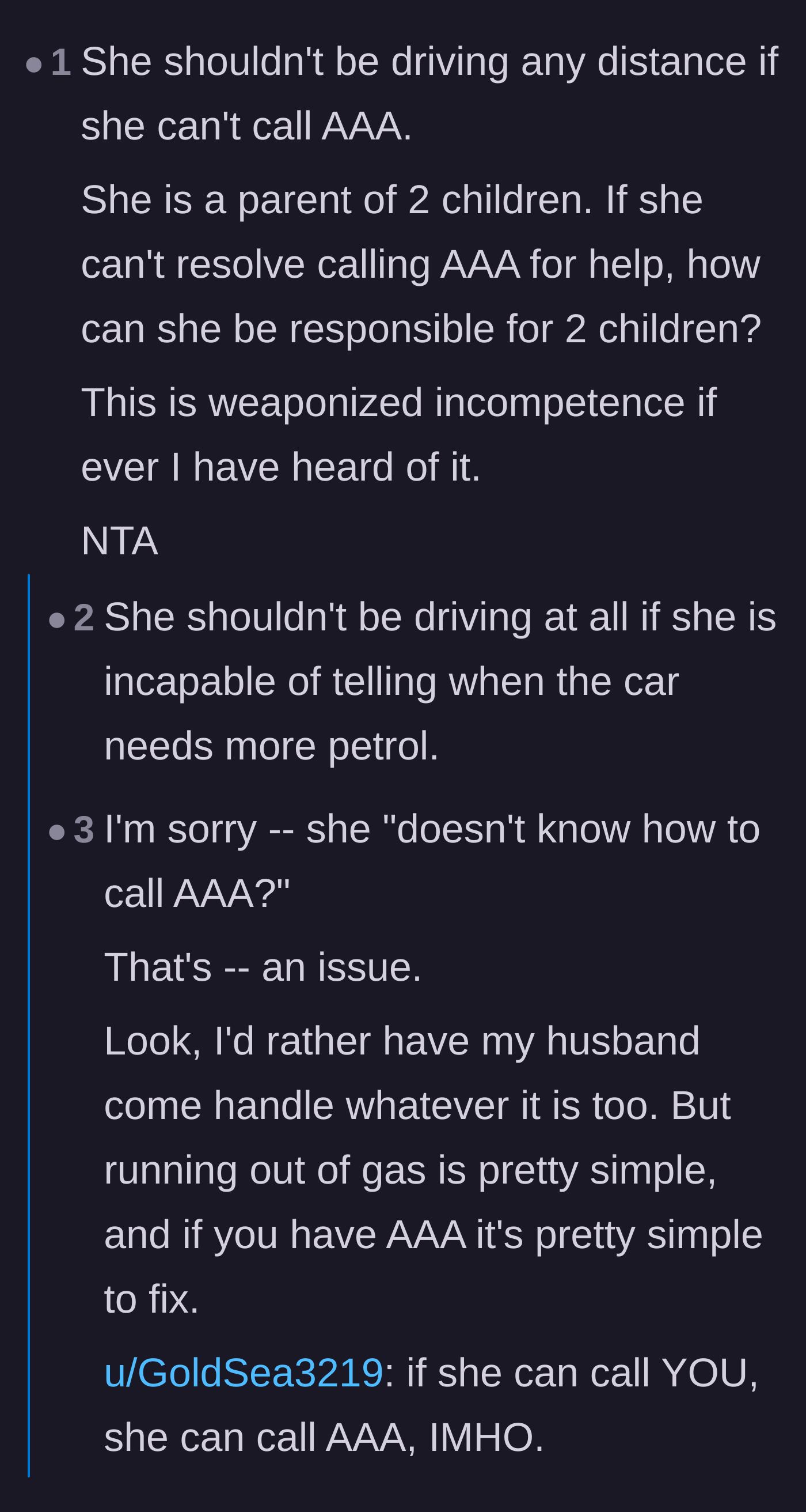 Comment thread 3 - A debate on weaponized incompetence and how the wife was perfectly capable of dialing her phone to yell at her husband.