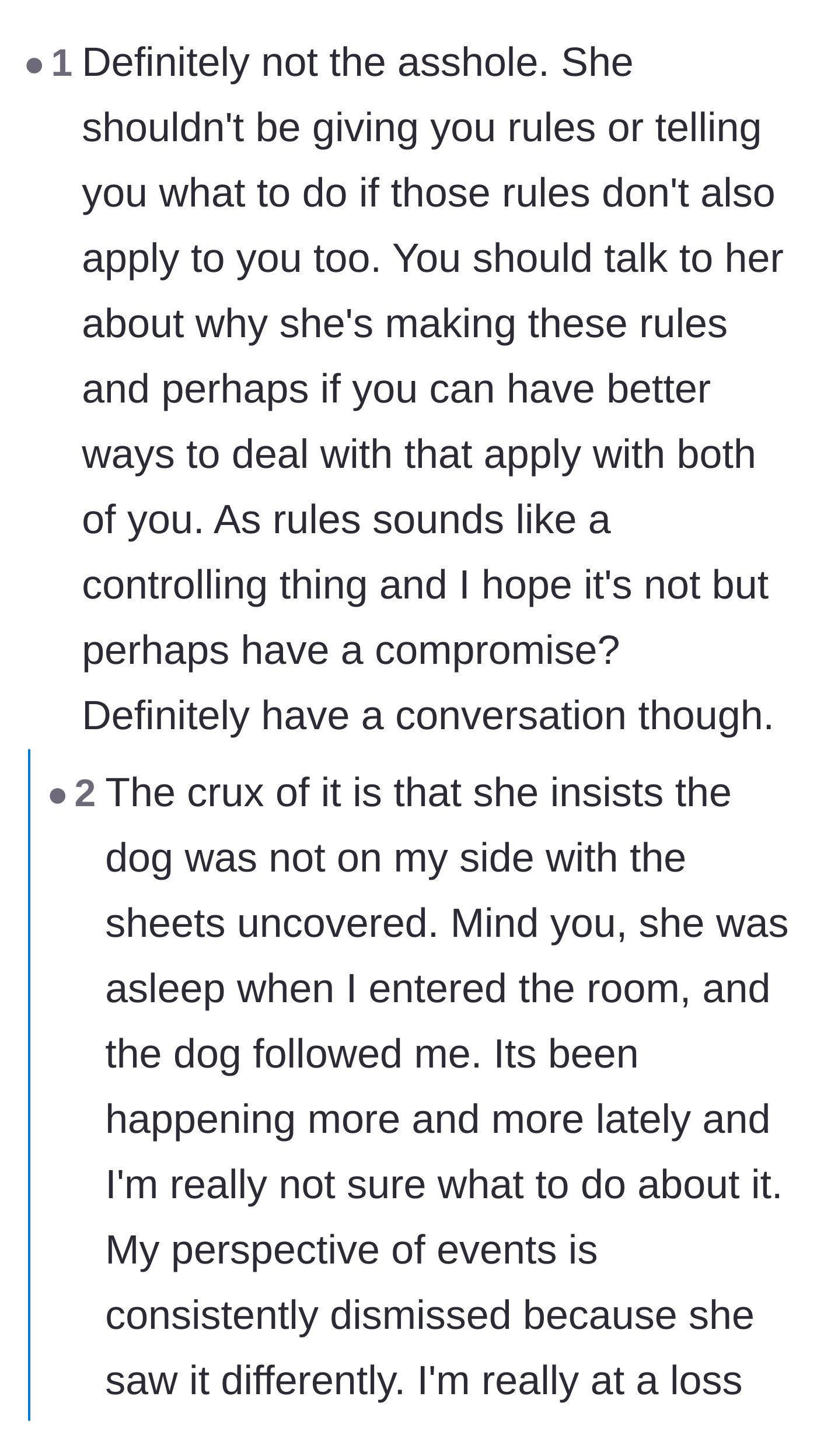 Comment thread 2 - The husband reveals his wife dismisses his version of events, sparking advice about gathering proof.