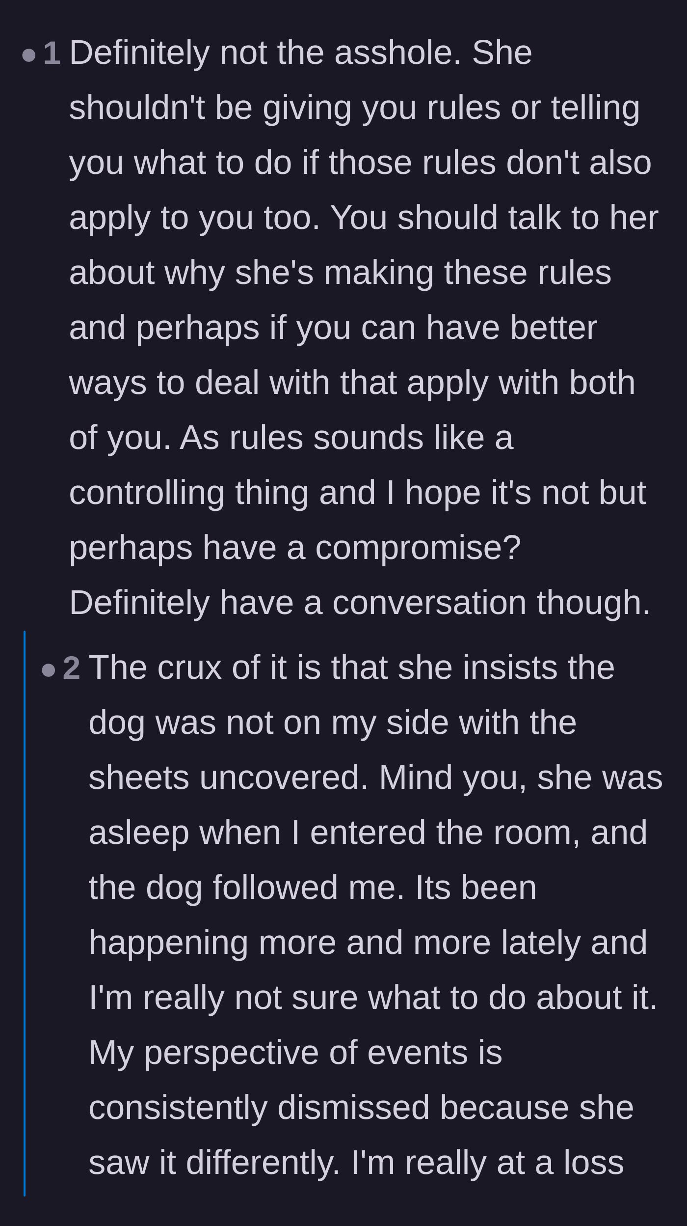 Comment thread 2 - The husband reveals his wife dismisses his version of events, sparking advice about gathering proof.