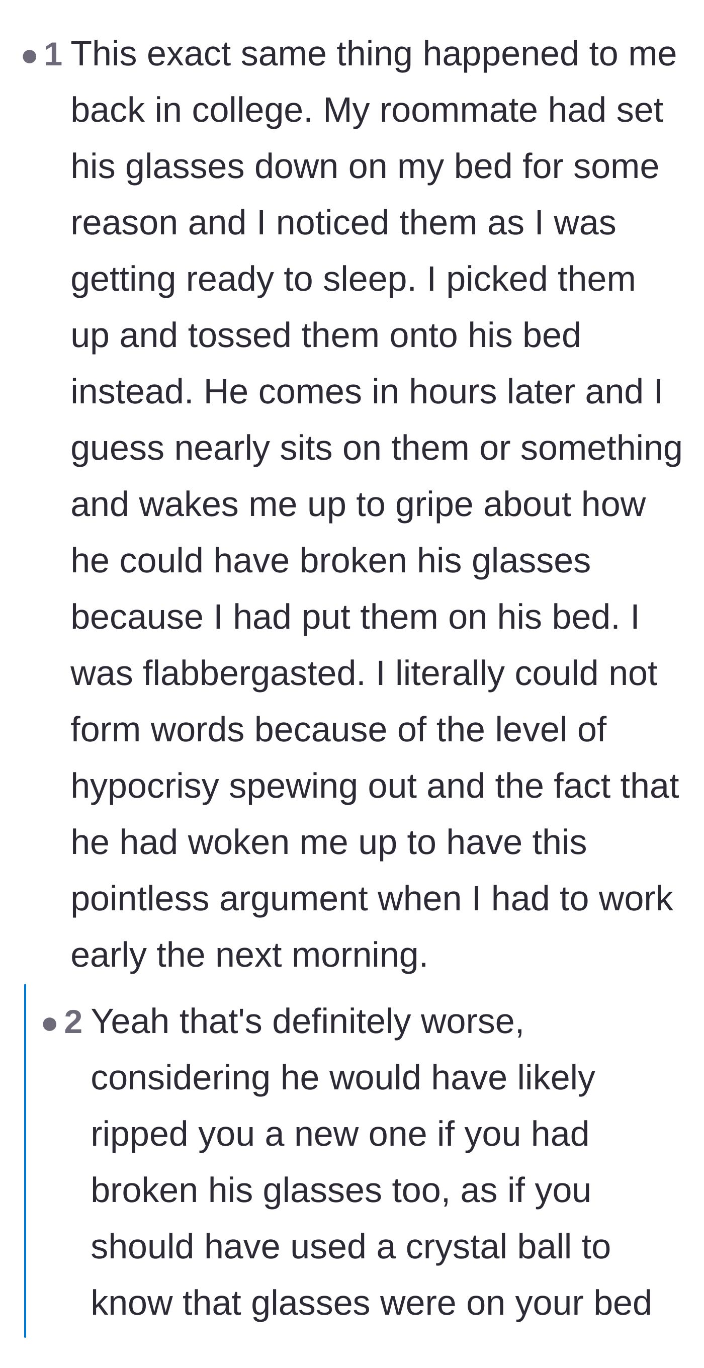 Comment thread 3 - A reader shares a relatable story about a college roommate's unbelievable double standards.