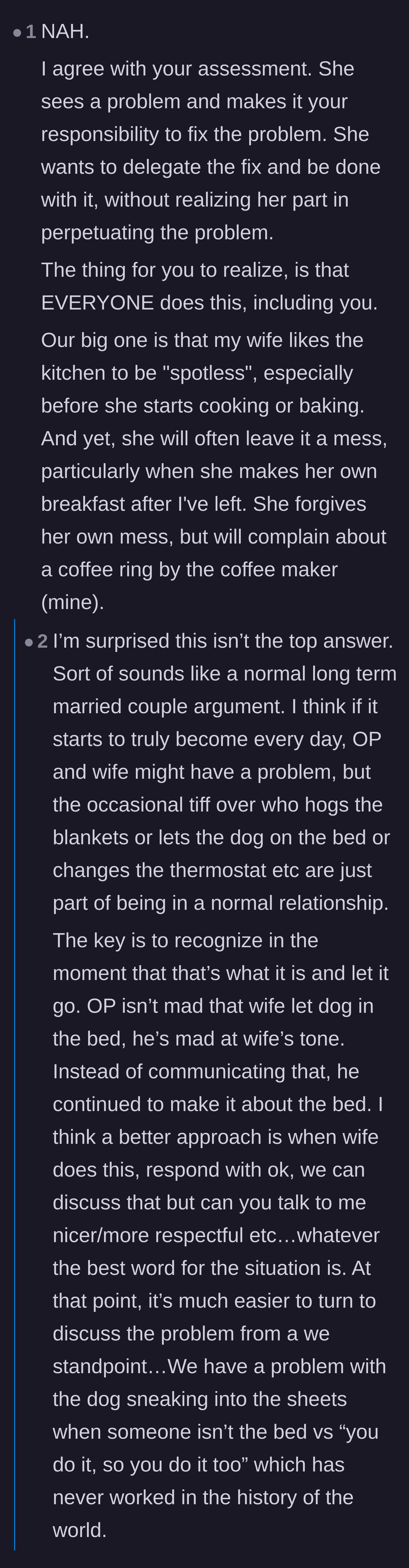 Comment thread 5 - A take suggesting this is just normal, everyday marital bickering where both partners have blind spots.