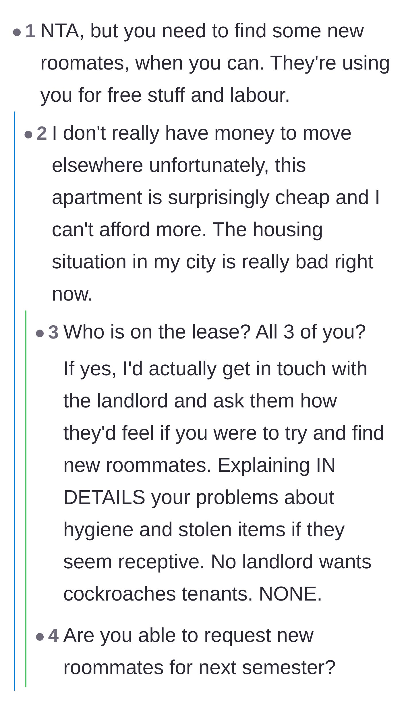 Comment thread 2 - A discussion about moving out, with the original poster explaining the harsh reality of the local housing market.