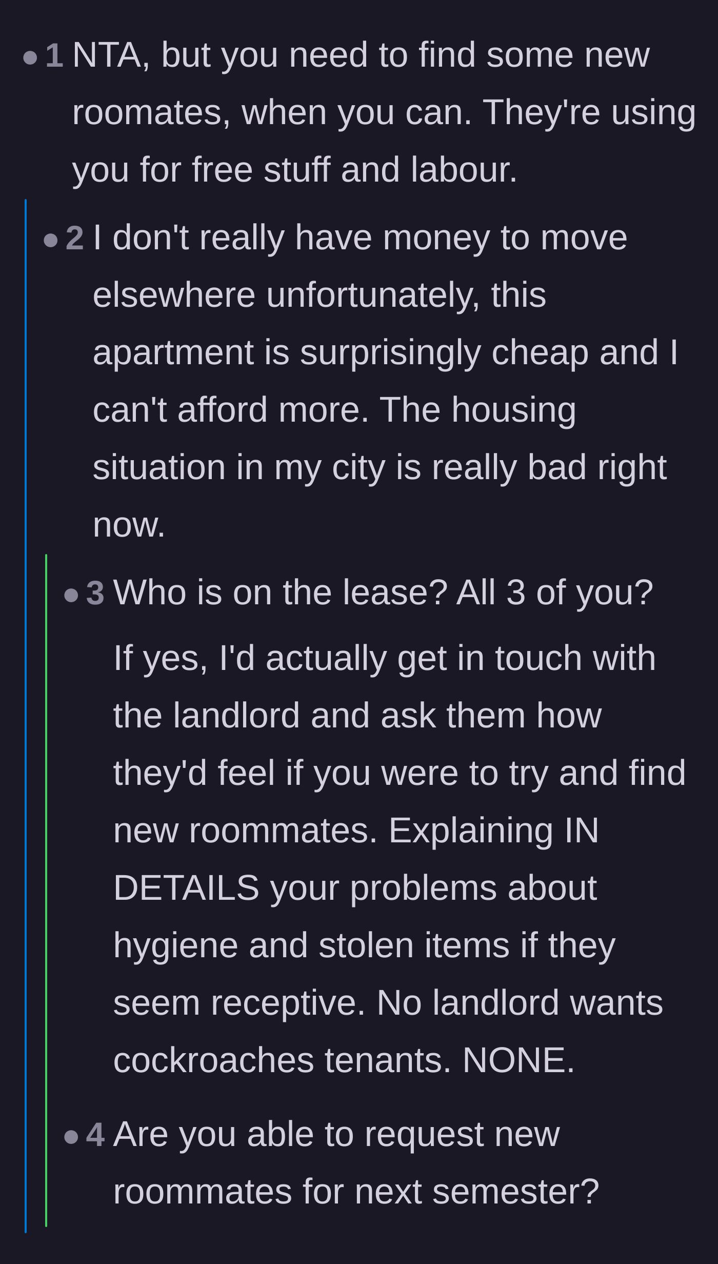 Comment thread 2 - A discussion about moving out, with the original poster explaining the harsh reality of the local housing market.