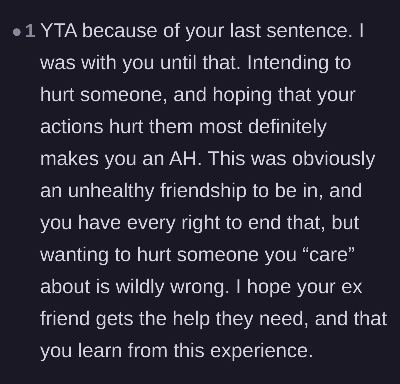 Comment thread 4 - Readers condemn the author for explicitly hoping to hurt her former friend.