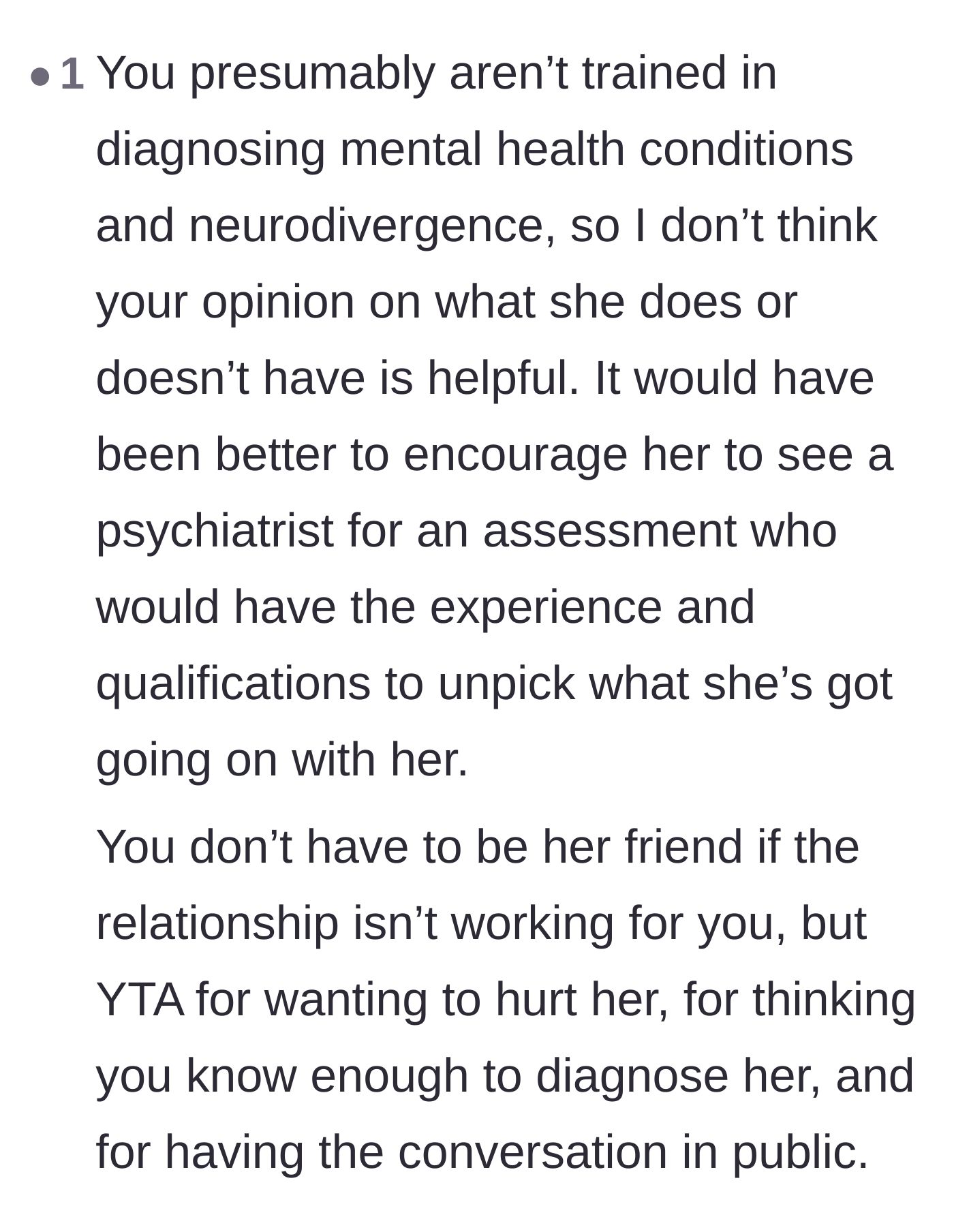 Comment thread 5 - Backlash against the main character acting as an unqualified medical professional.