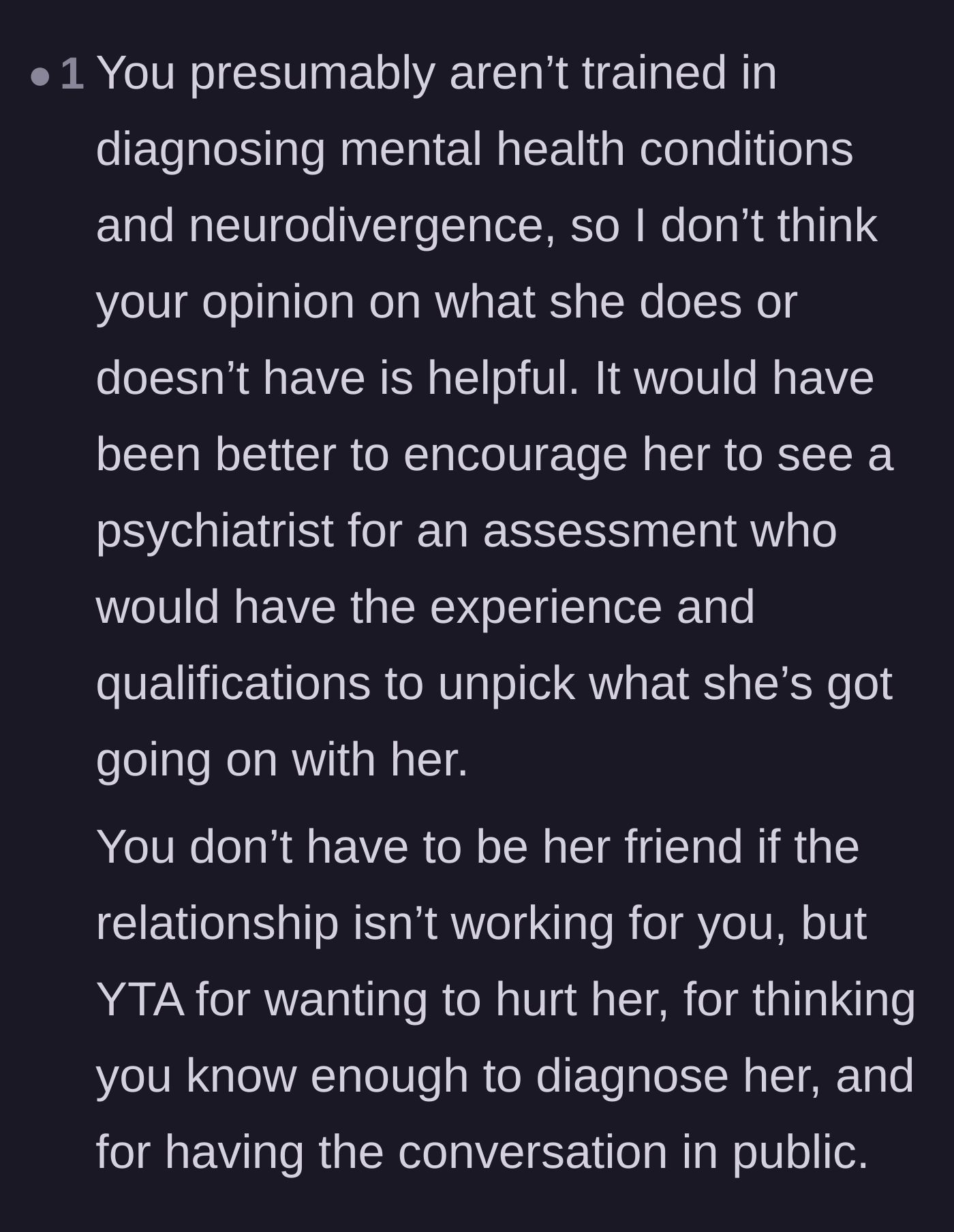 Comment thread 5 - Backlash against the main character acting as an unqualified medical professional.