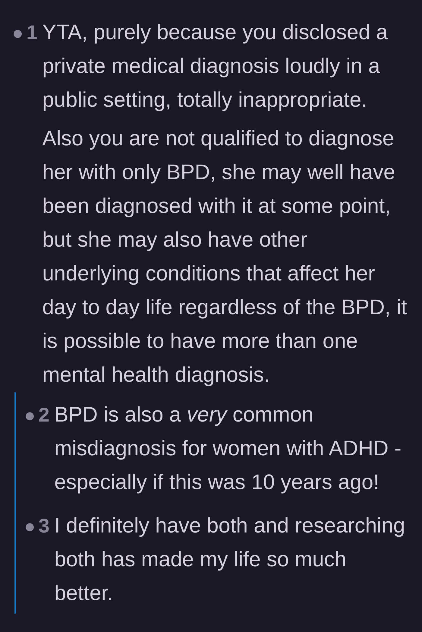 Comment thread 6 - Outrage over the public broadcasting of a private medical diagnosis.
