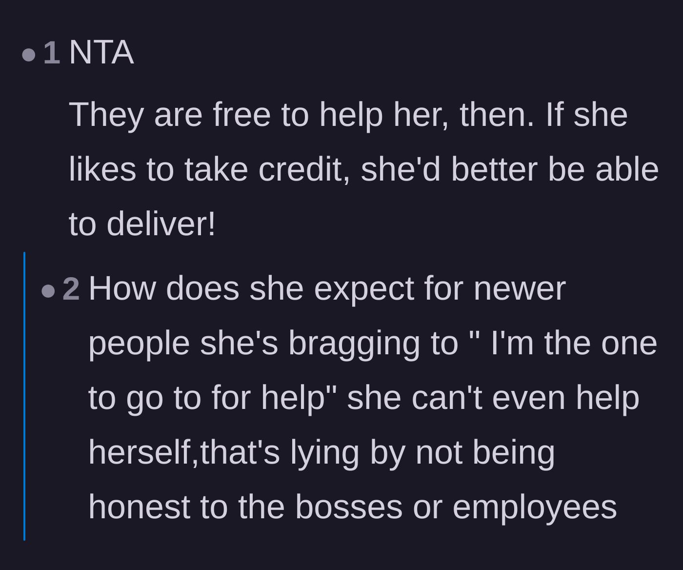 Comment thread 2 - Pointing out the fatal flaw in Mia claiming to be an expert while being unable to do her own work.