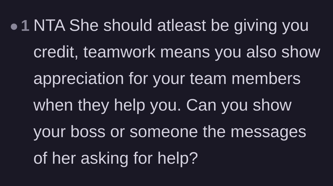 Comment thread 3 - Advice to show the manager the messages proving the main character actually did the work.
