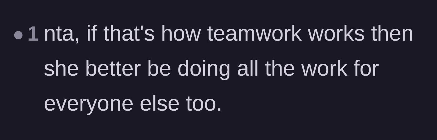 Comment thread 4 - Highlighting the hypocrisy in Mia's one-sided definition of teamwork.