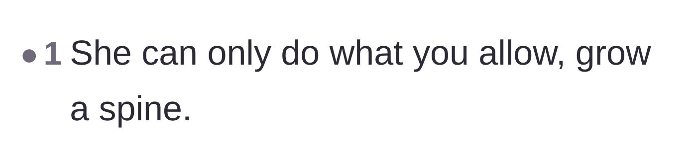 Comment thread 6 - A reminder that the mother's behavior only continues because it is allowed to.