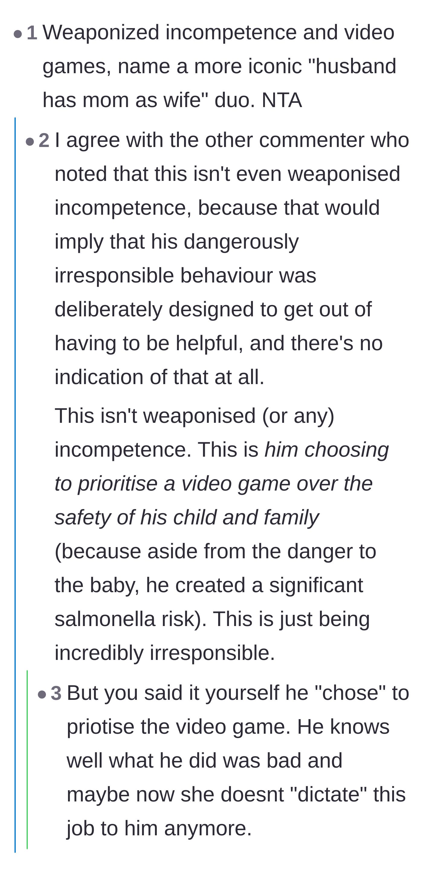 Comment thread 2 - A discussion about how prioritizing a video game over child safety isn't just incompetence, it's extreme irresponsibility