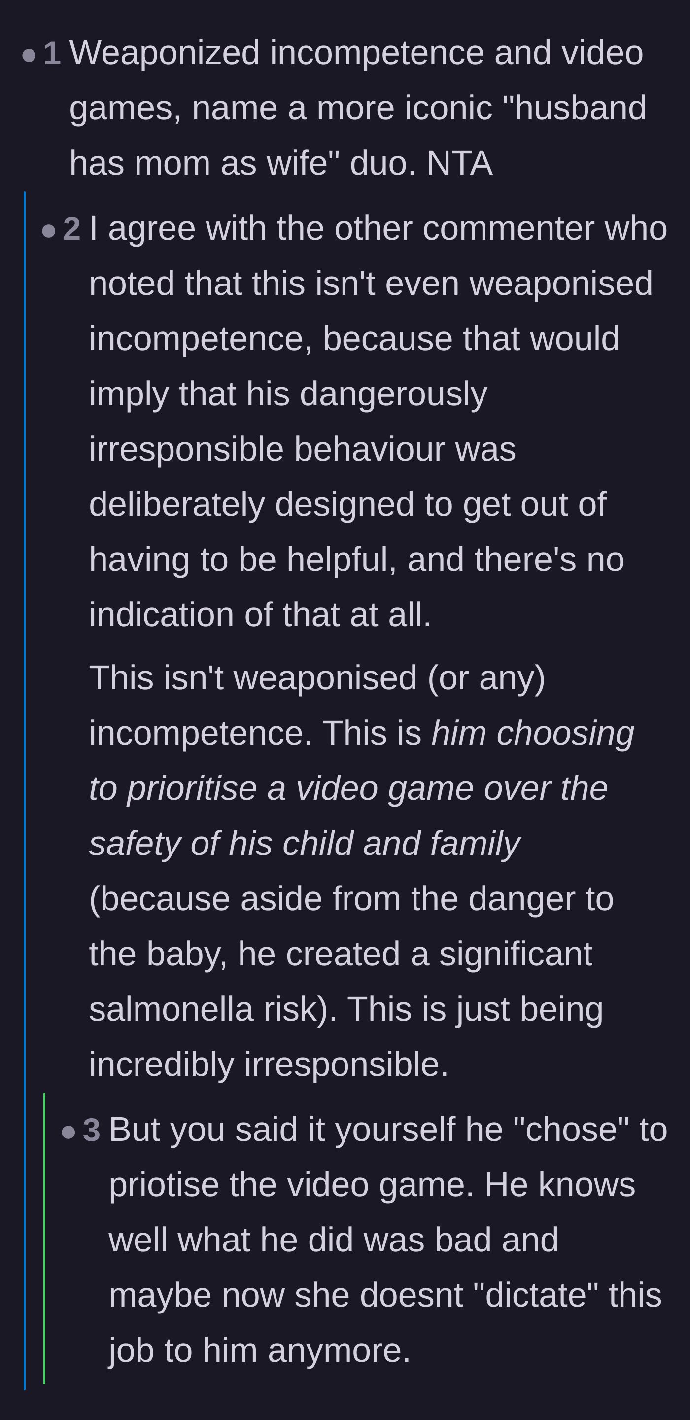 Comment thread 2 - A discussion about how prioritizing a video game over child safety isn't just incompetence, it's extreme irresponsibility