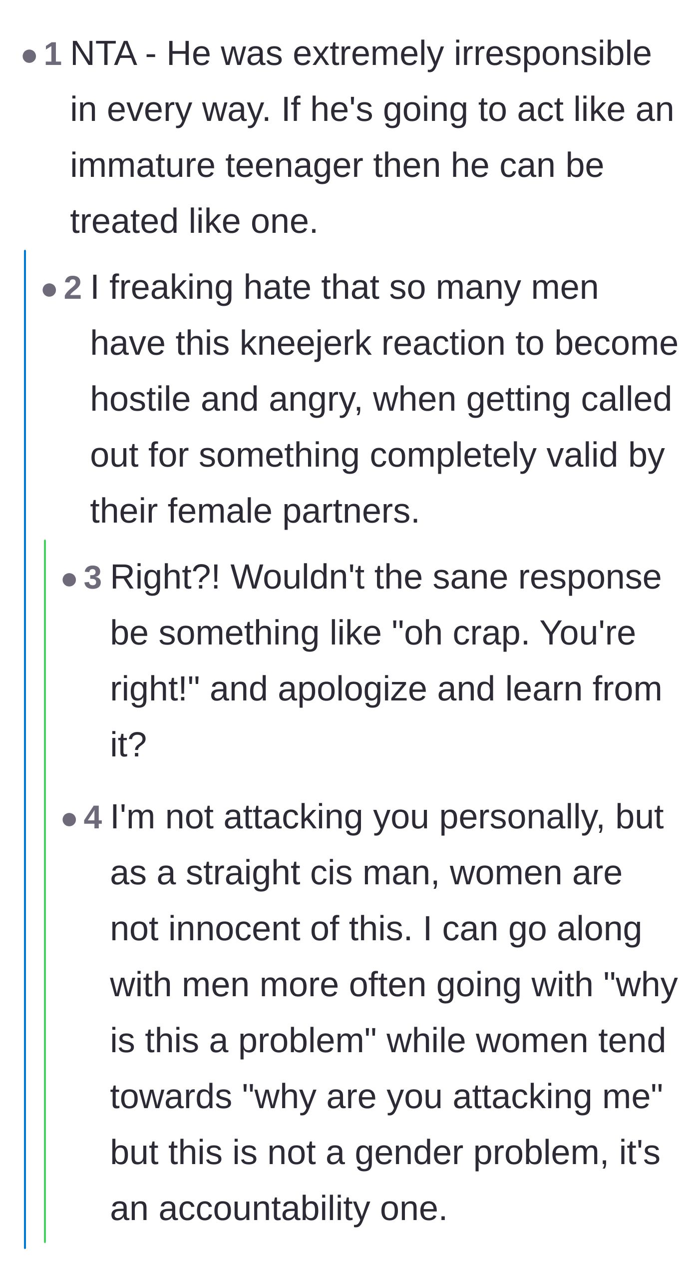 Comment thread 3 - Commenters pointing out the exhausting tendency of some partners to get hostile and defensive instead of just apologizing