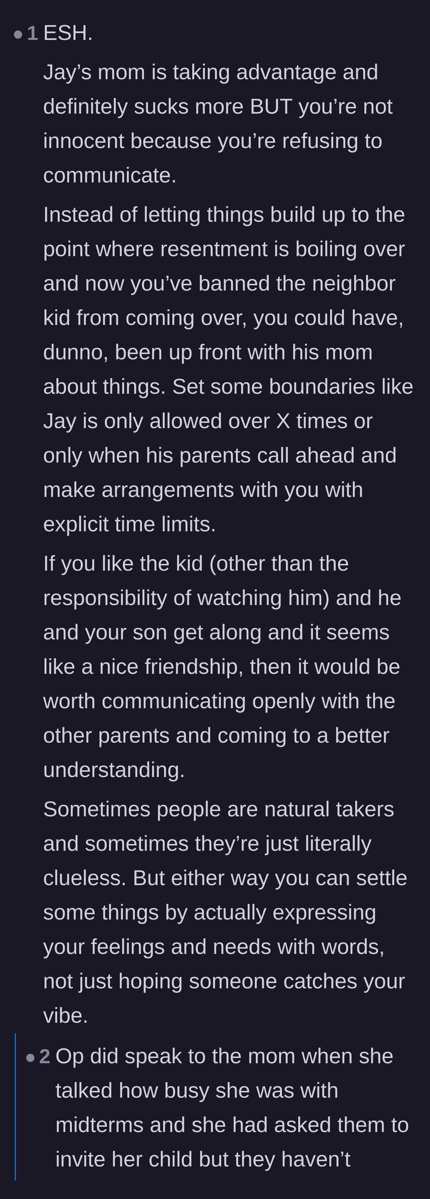 Comment thread 3 - Argument that both the neighbor and the host are at fault due to a lack of communication