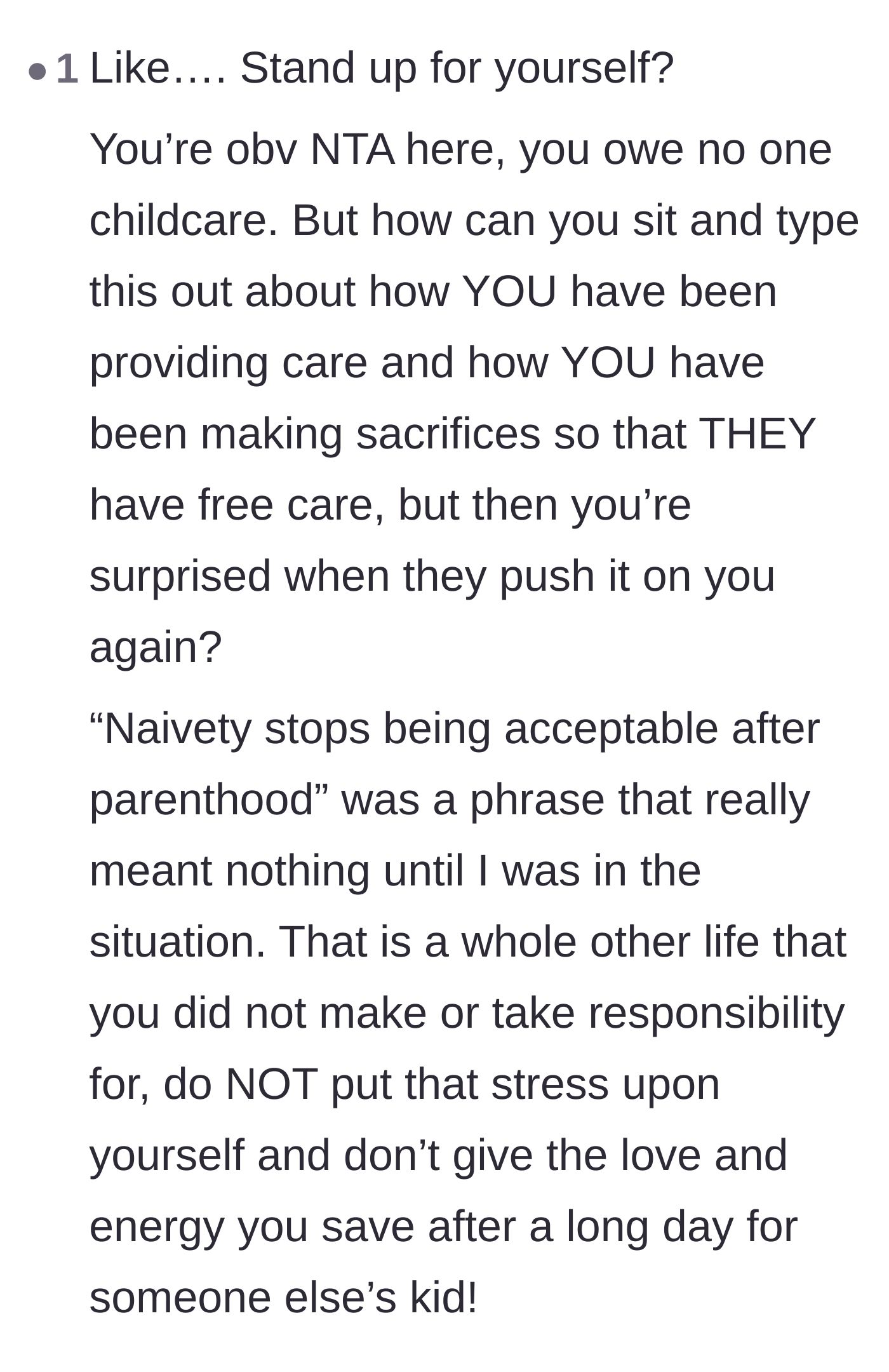 Comment thread 5 - Advice on why parents cannot afford to be naive when it comes to protecting their own energy