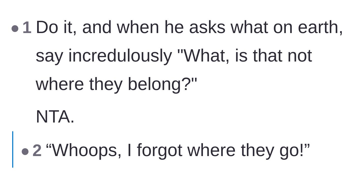 Comment thread 4 - Readers joking about using feigned ignorance and sarcastic comebacks if the husband questions the diaper placement.