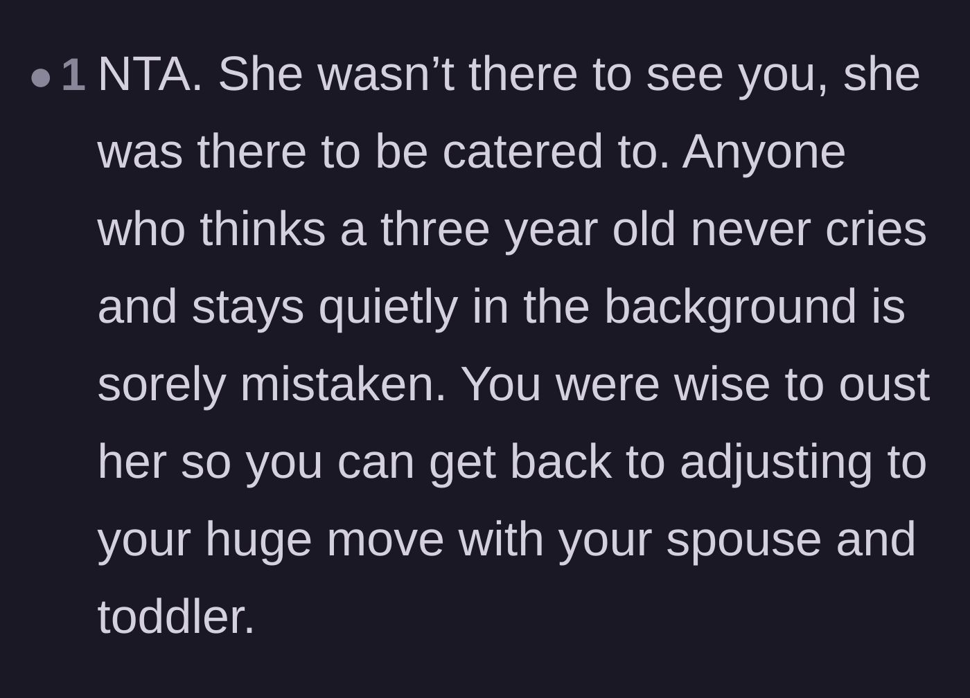 Comment thread 5 - A blunt realization that the sister visited only to be served, not to genuinely connect.