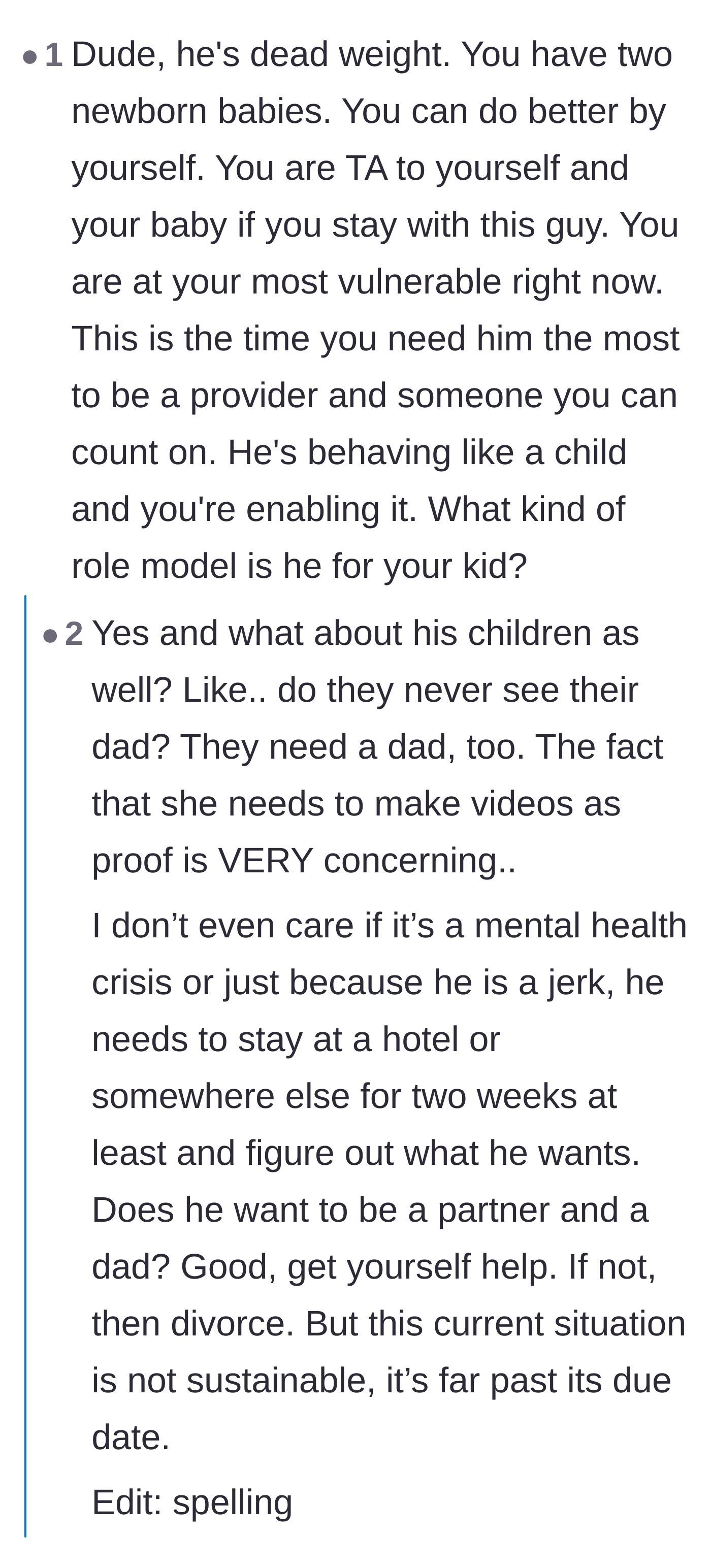 Comment thread 2 - Commenters speculating on whether the husband's excessive sleeping and deadbeat behavior is caused by hidden substance abuse or late-night gaming.